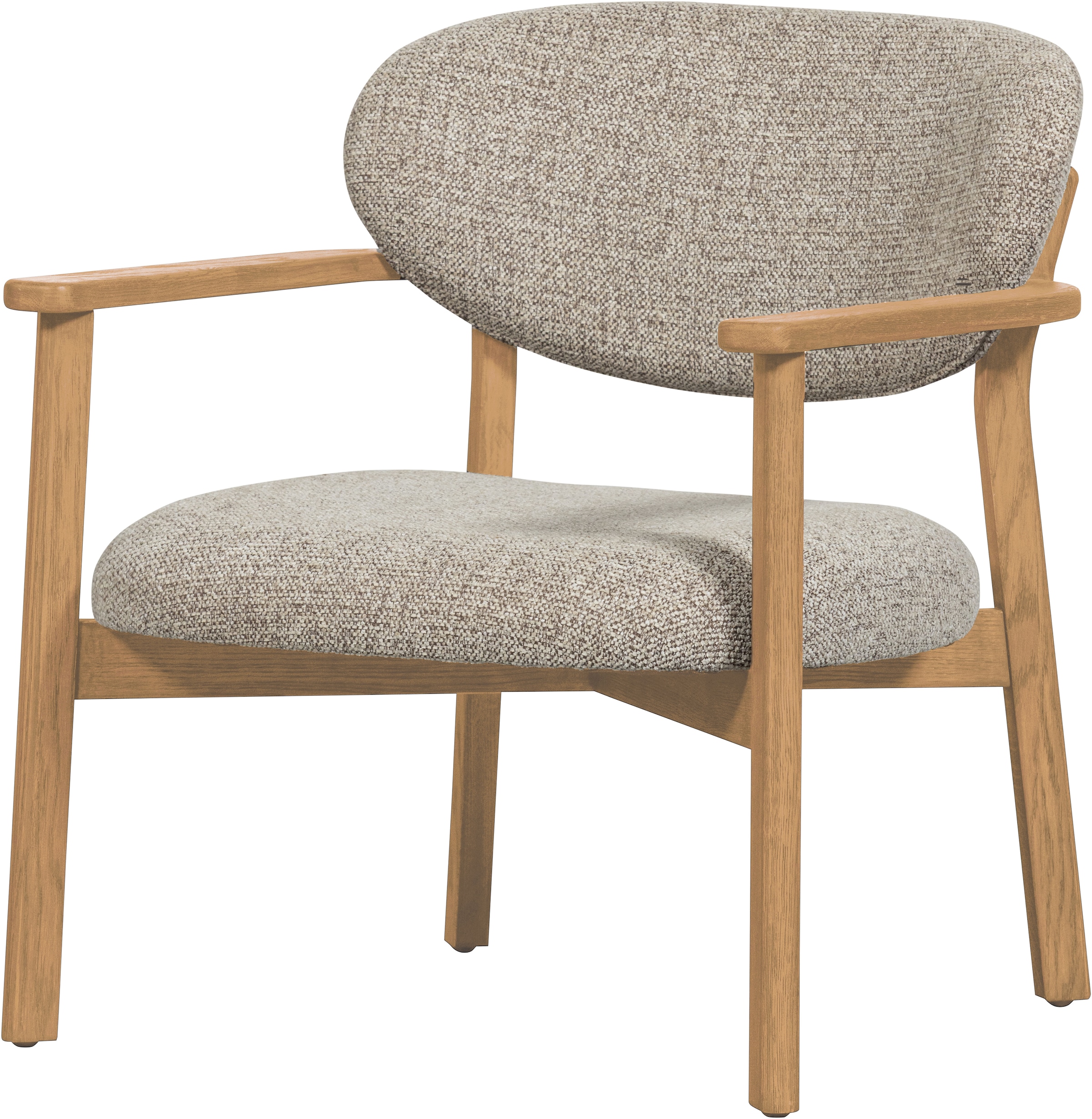 WOOOD Loungesessel »Udar mit Eichenholzgestell und More-Melange-Bezug, B68 x T75 x H76 cm« Sehr hohe Verschleißfestigkeit, Armlehnen integriert, Tragkraft 120 kg