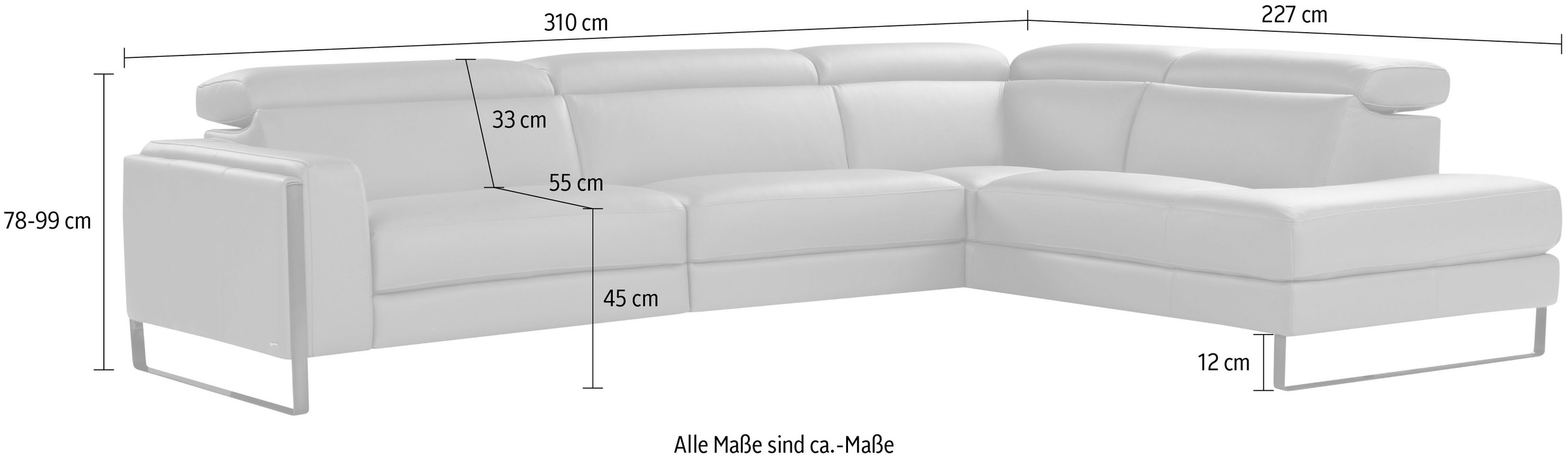 CALIA ITALIA Ecksofa »Pier, Design und erstklassiger Sitzkomfort im Einklang, L-Form« in hochwertigem Lederbezug, 310 cm Breite