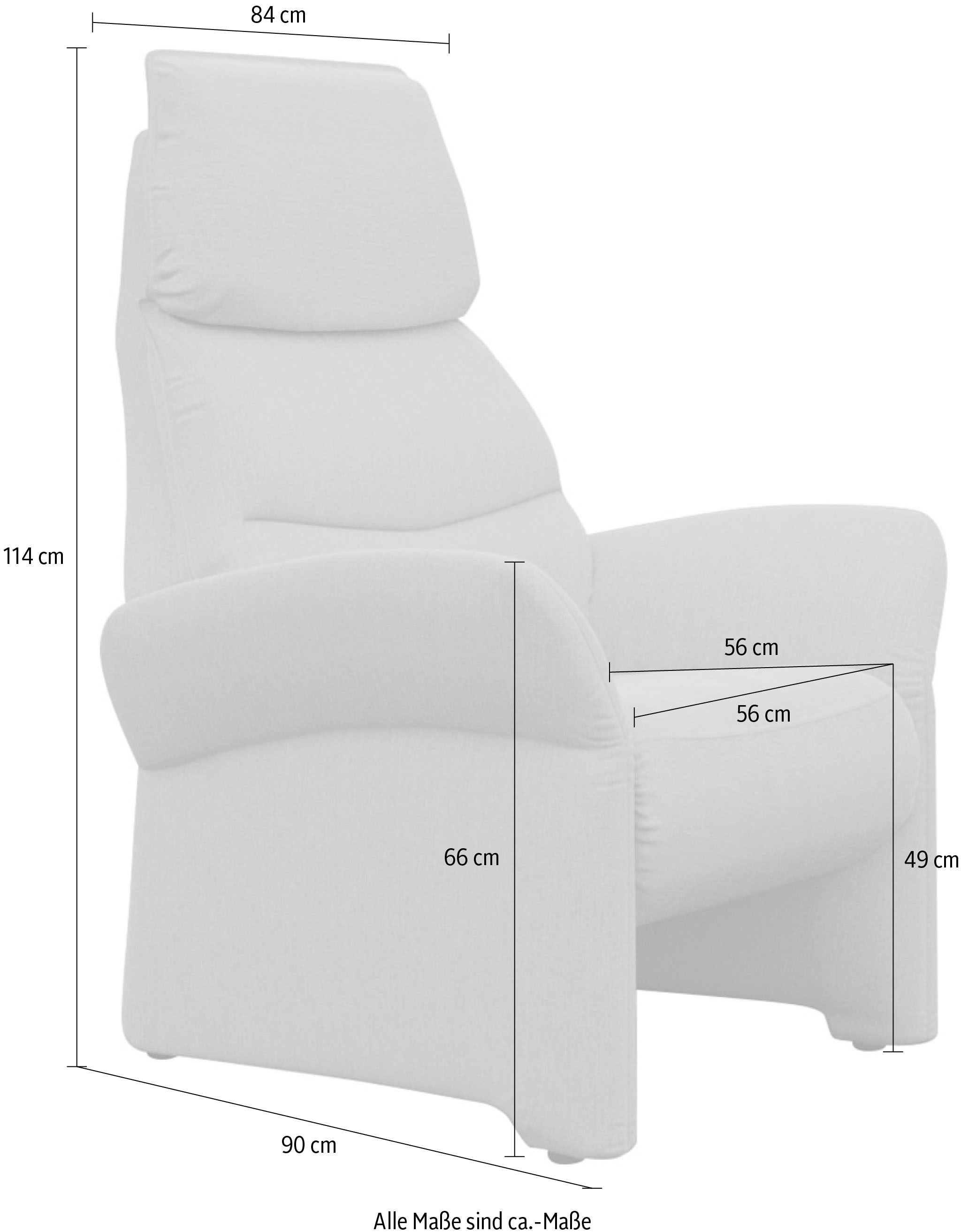 alina Relaxsessel »Savin« in Größe L, Liegefläche 185cm, verstellbar, optional mit Aufstehhilfe