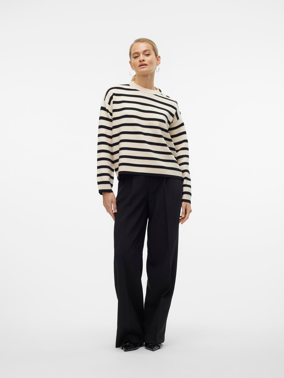 Vero Moda Rundhalspullover »VMSABA LS O-NECK BUTTON PULLOVER GA NOOS«