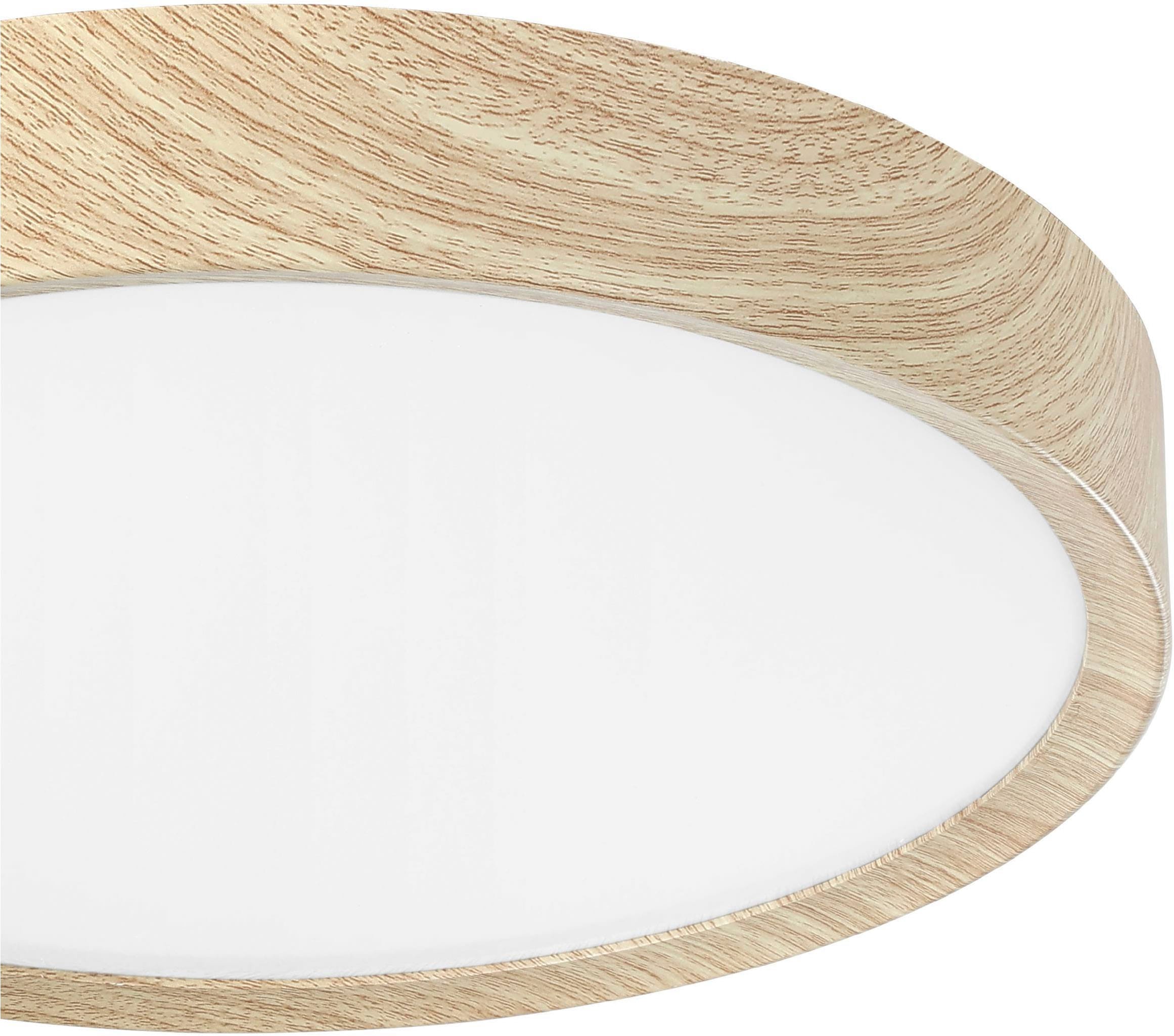 EGLO Deckenleuchte »Musurita Deckenlampe, Deckenleuchte aus Metall und Holz, IP44, Lampe« LED-Modul 1 Stk. Warmweiß Wand-/Deckenleuchte - H6 x Ø34 cm - Holzoptik natur - 14,6W inkl.