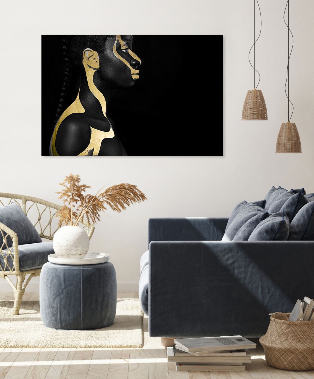 queence Acrylglasbild »Amun-Re«, Frau-Gemälde-Frau-Bilder von Frauen-Mode-Modern-Fashion-Magazincover, (1 St.), von Hand eingearbeitete Blattgold Applikationen