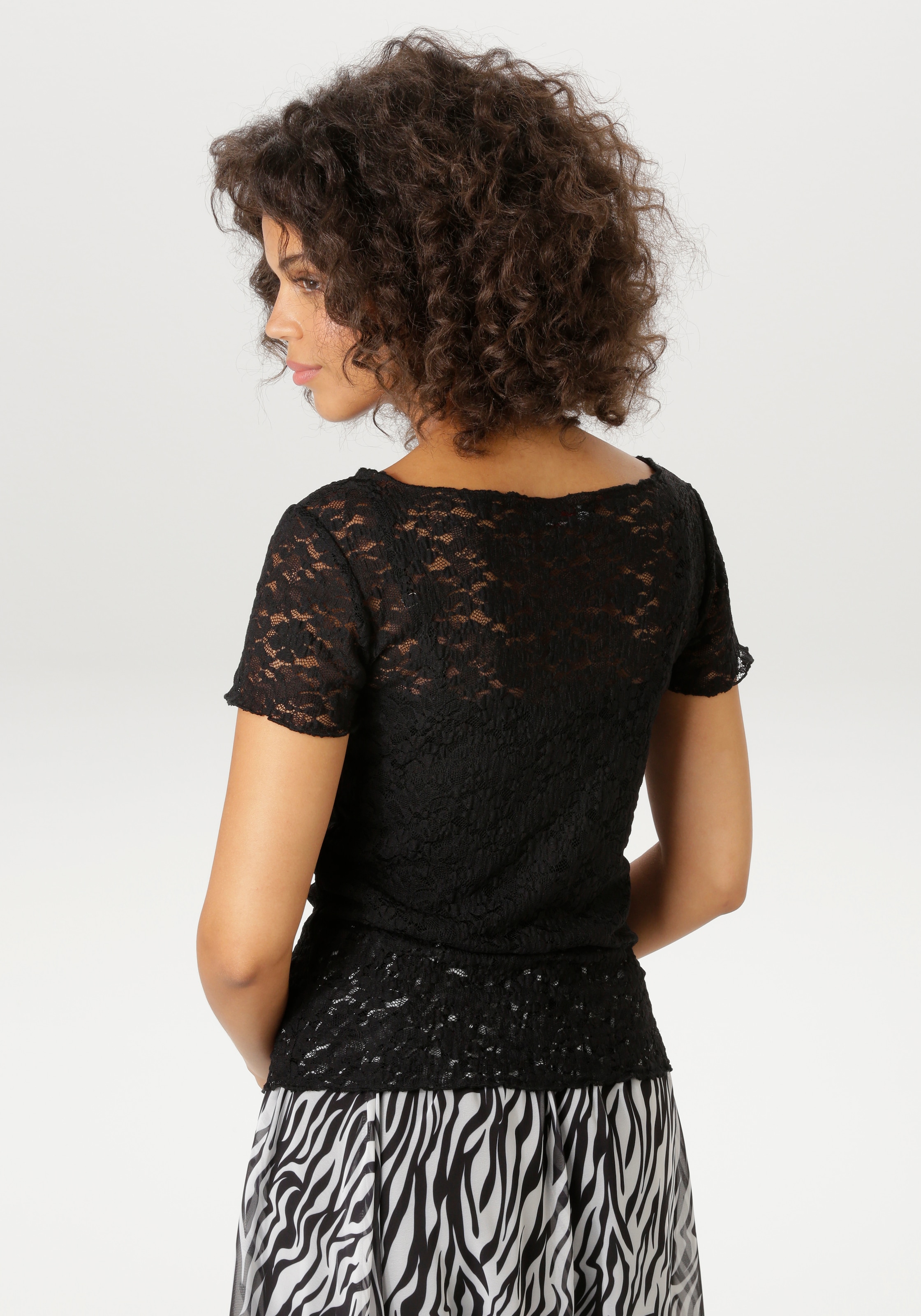 Aniston CASUAL T-Shirt aus floraler Häkelspitze - NEUE KOLLEKTION