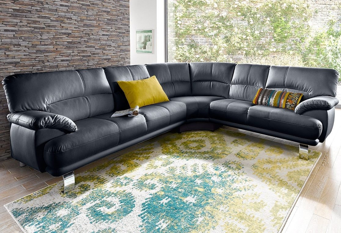 TRENDMANUFAKTUR Ecksofa »Cecilia in italienischem Design, modern und komfortabel, L-Form«, bequeme Armlehnen, mit langem Schenkel