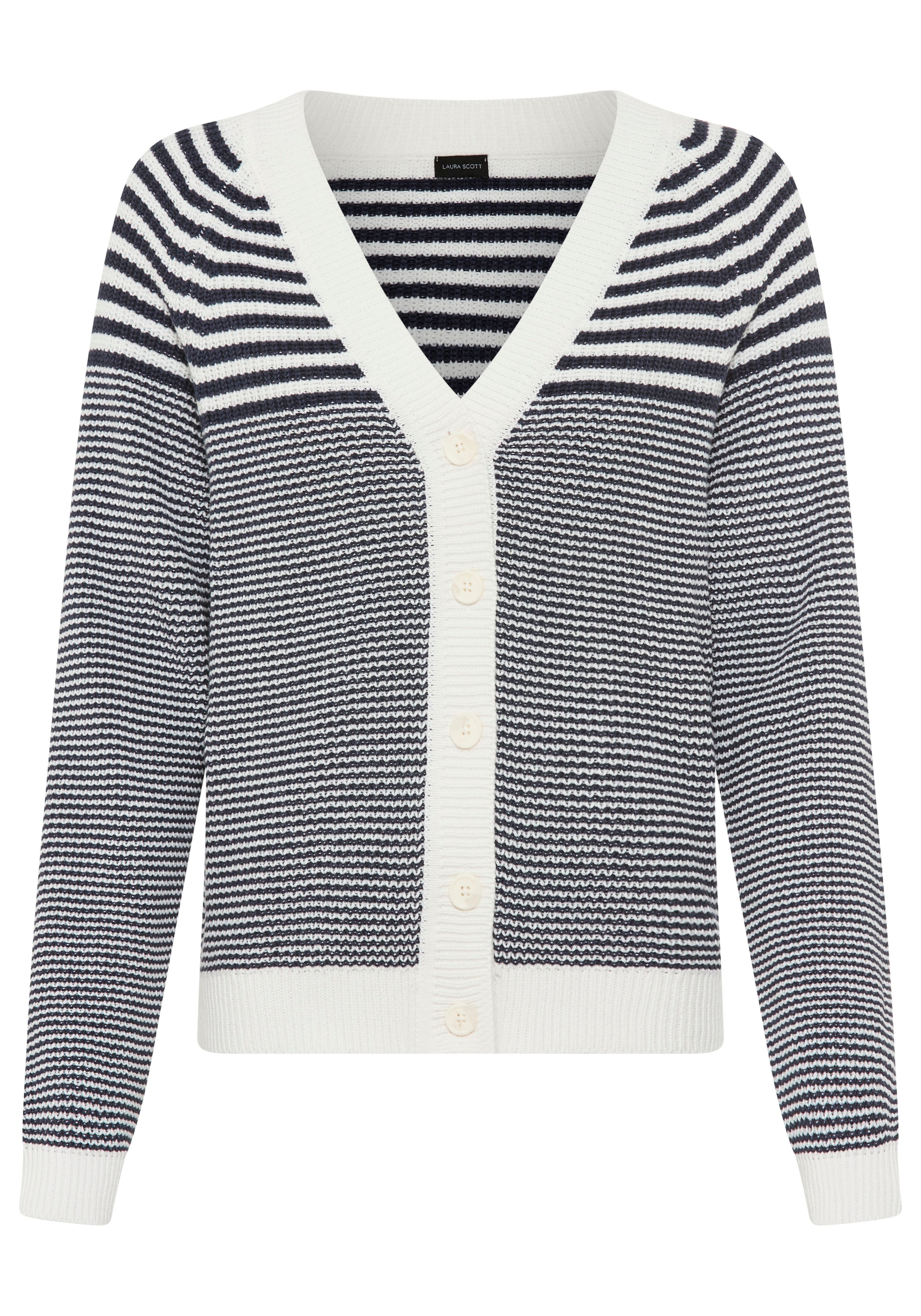 Laura Scott Strickjacke mit modernen Perlstrick und V-Ausschnitt