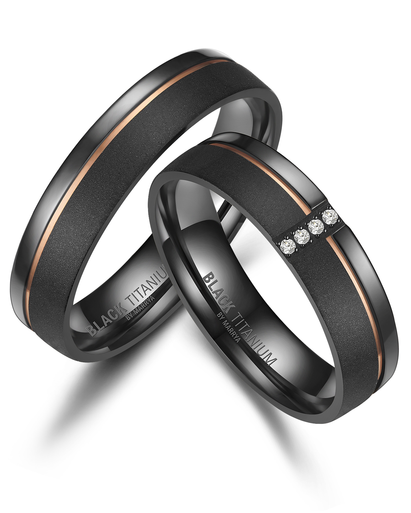 Perlenring »BLACK TITANIUM by MARRYA Black Titanium - Zirkonium Trauring Ehering...