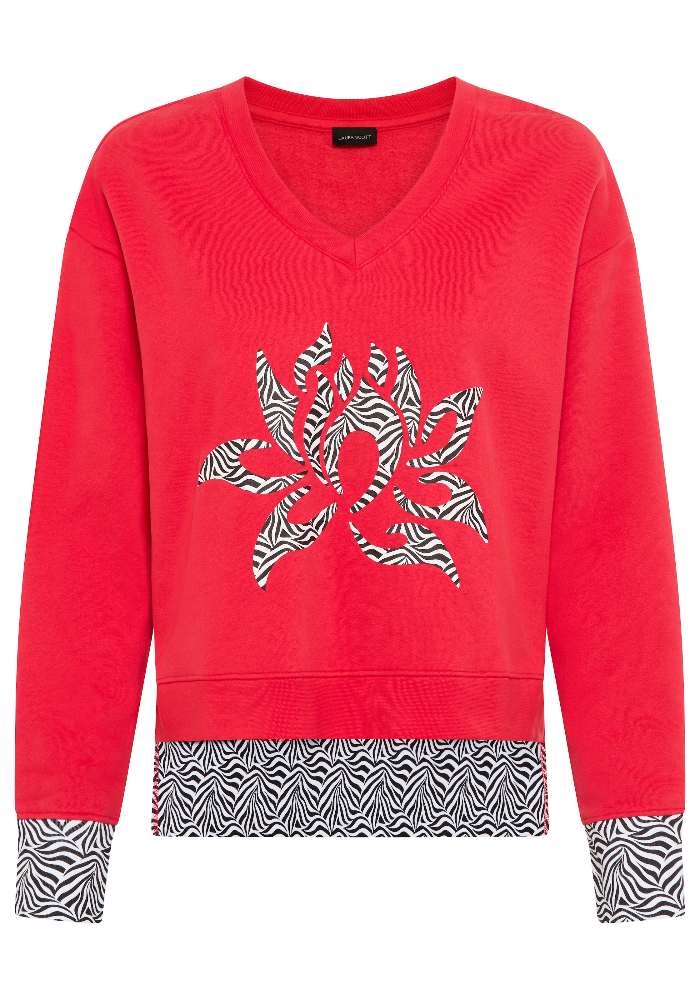 Laura Scott Sweater , mit V-Ausschnitt, langärmlig, hüftlange Schnittform
