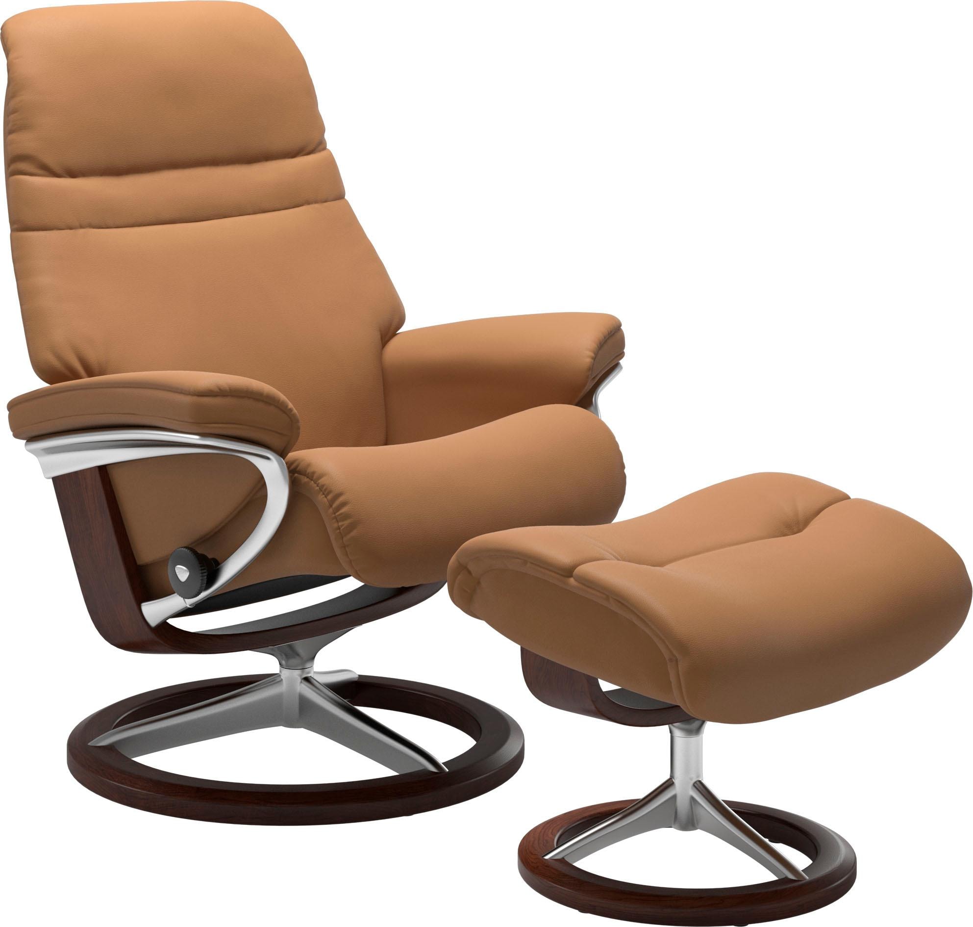 Stressless® Relaxsessel »Sunrise«, (Set, Relaxsessel mit Hocker), mit Signature Base, Größe S, Gestell Braun