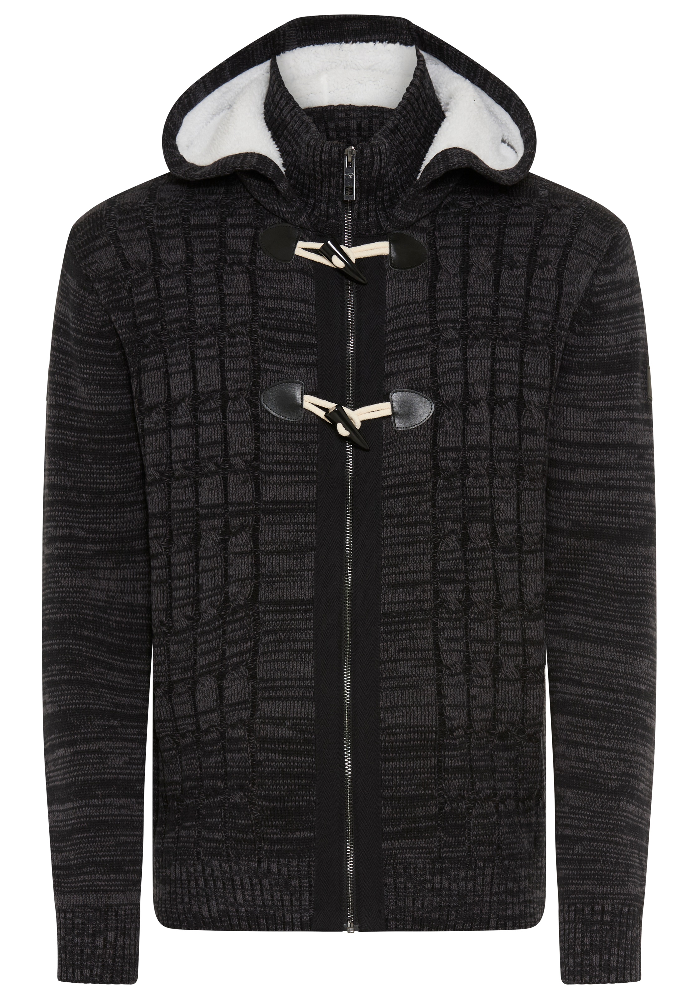 KangaROOS Kapuzenstrickjacke mit Reißverschluss und Knebelknopfverschluss, Regular Fit, Langarm