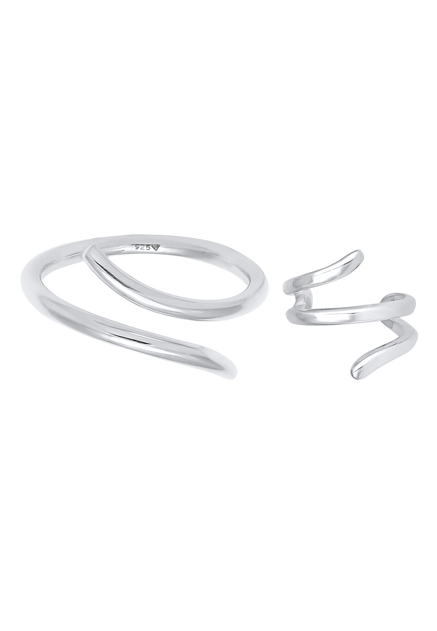 Elli Ohrring und Ketten Set »Schmuckset Ring Single Earcuff Wickellook (2 tlg) 925 Silber«