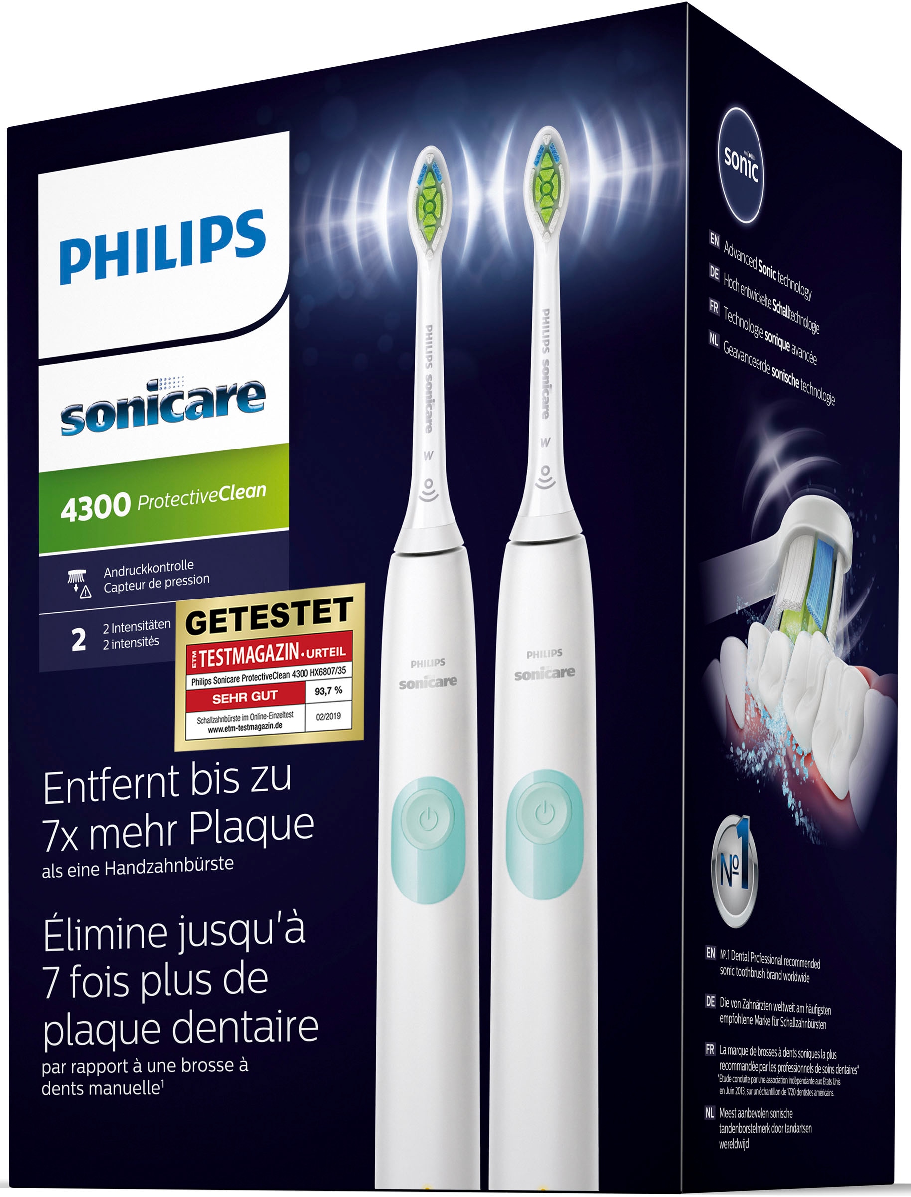 Philips Sonicare Elektrische Zahnbürste »HX6807/35«, 2 St. Aufsteckbürsten, ProtectiveClean 4300, Doppelpack, 1 Putzprogramm