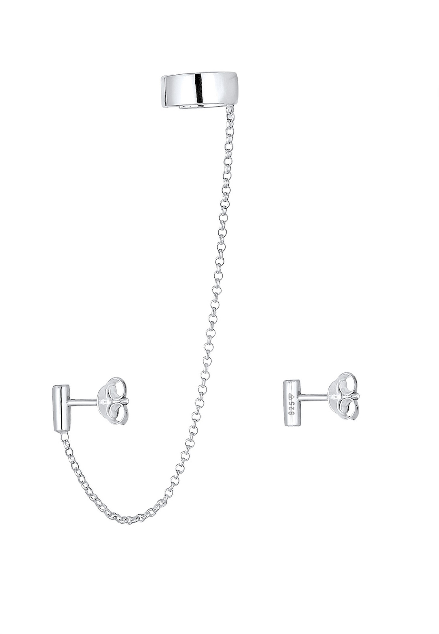Elli Paar Ohrstecker »Ohrringe Earcuff Klemme Asymmetrisch Minimal Geo 925 Silber«