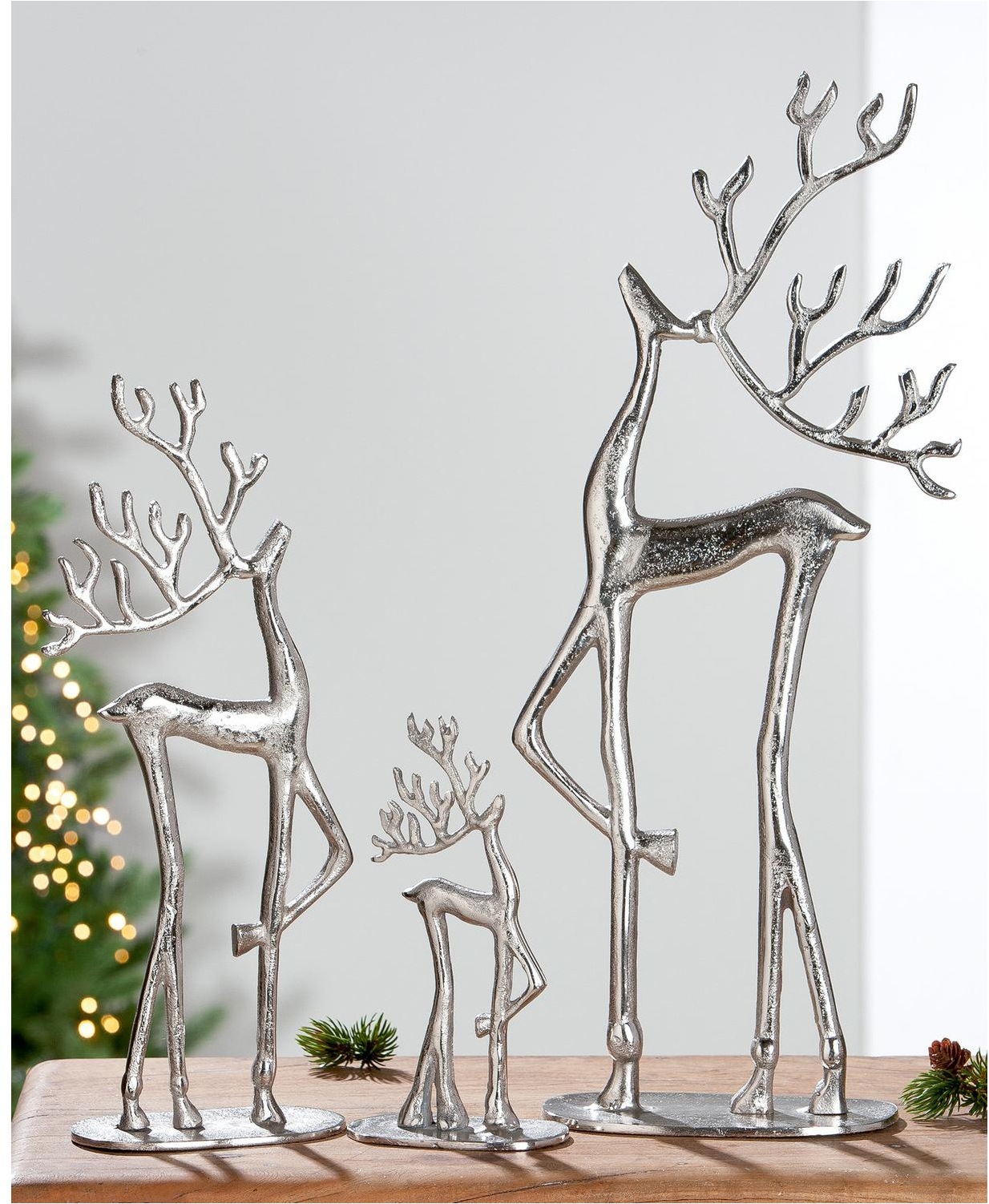 Casablanca by Gilde Skulptur »Figur Nordy silberfarben« Rentier Dekofigur Weihnachten Winter Geweih Tischdekoration