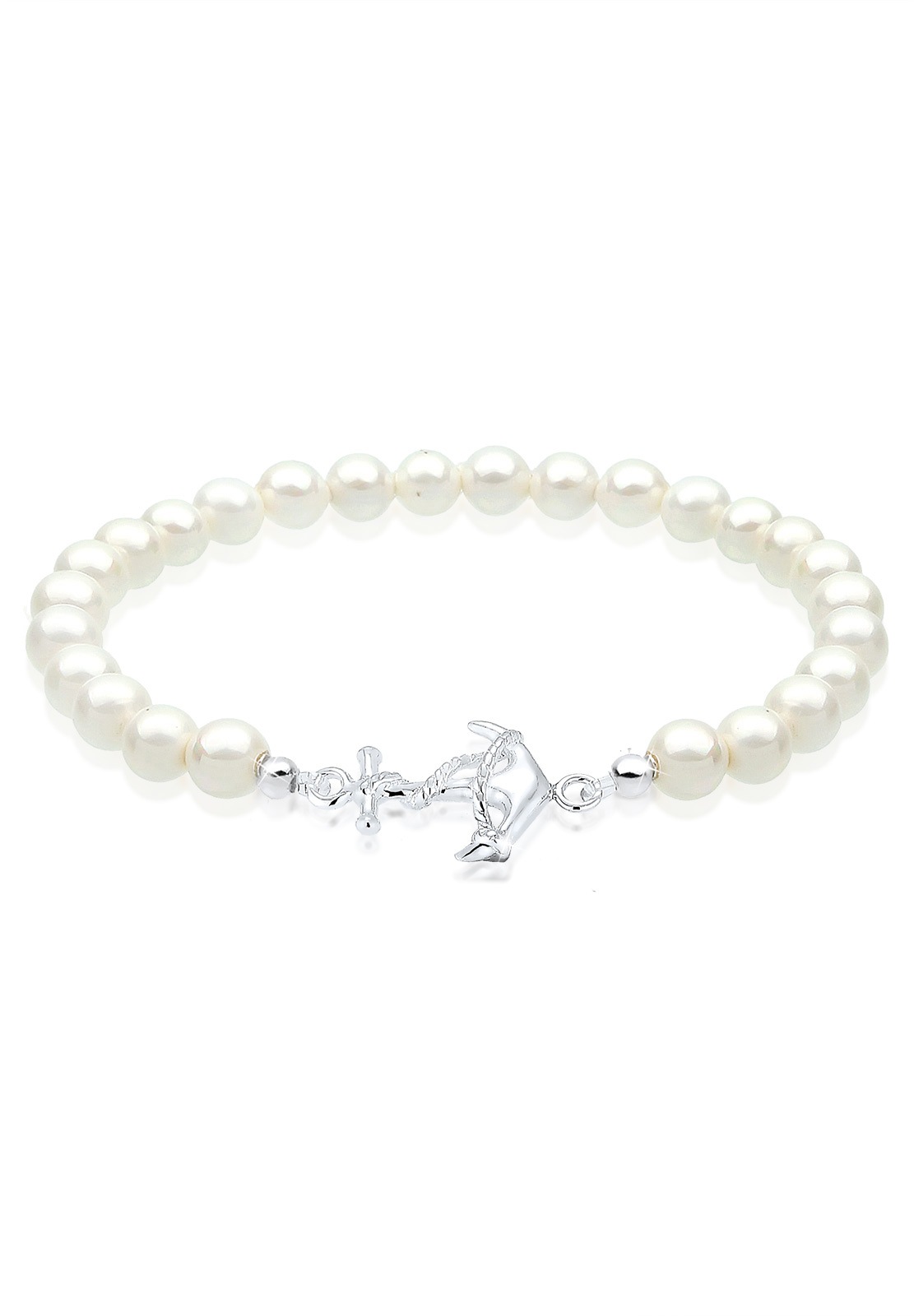 Elli Perlenarmband »Anker Maritim Muschelkernperle 925 Silber«
