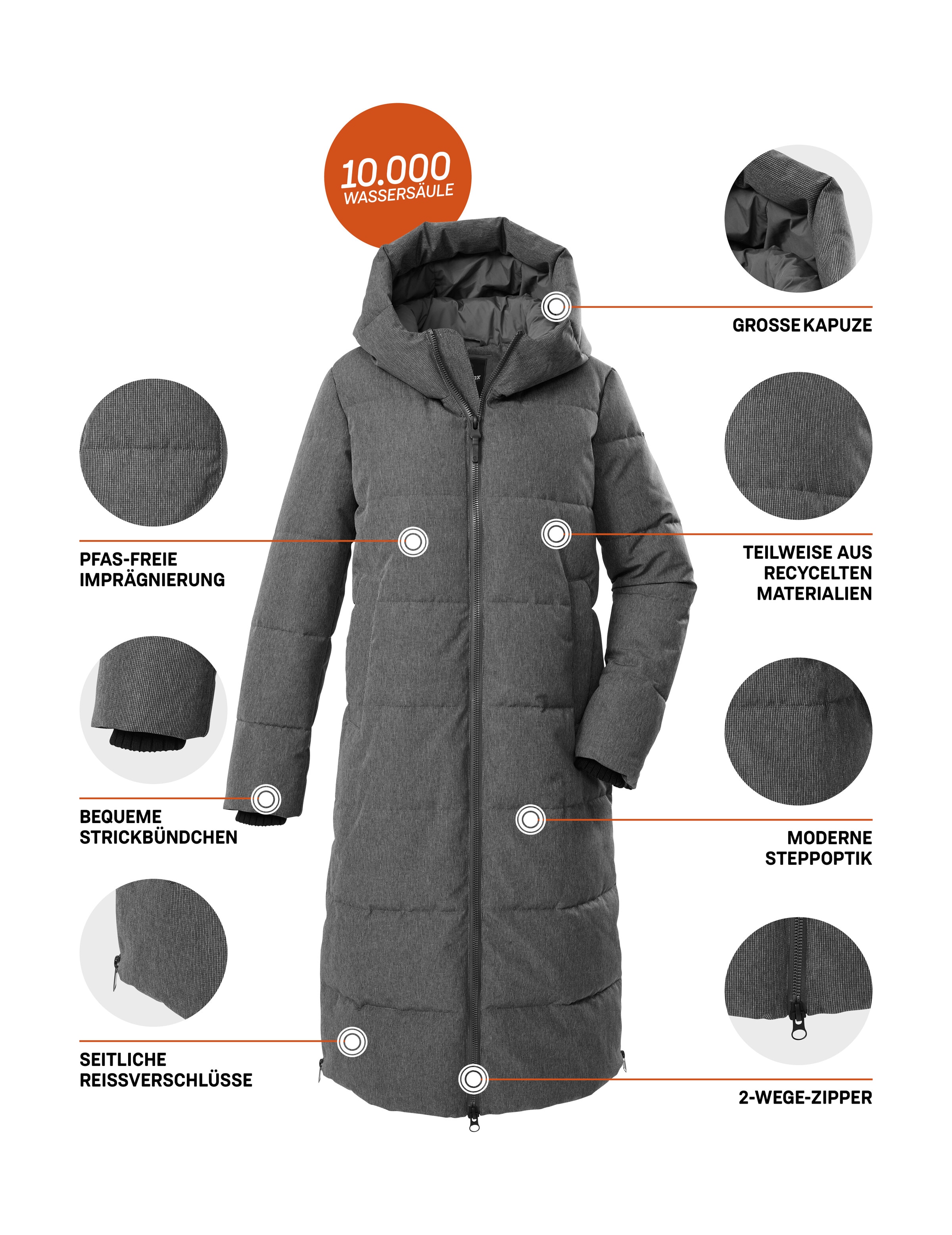 G.I.G.A. DX by killtec Steppmantel »GW 17 WMN QLTD CT« Damenmantel in Daunenoptik, wasserabweisend, winddicht, PFAS-frei