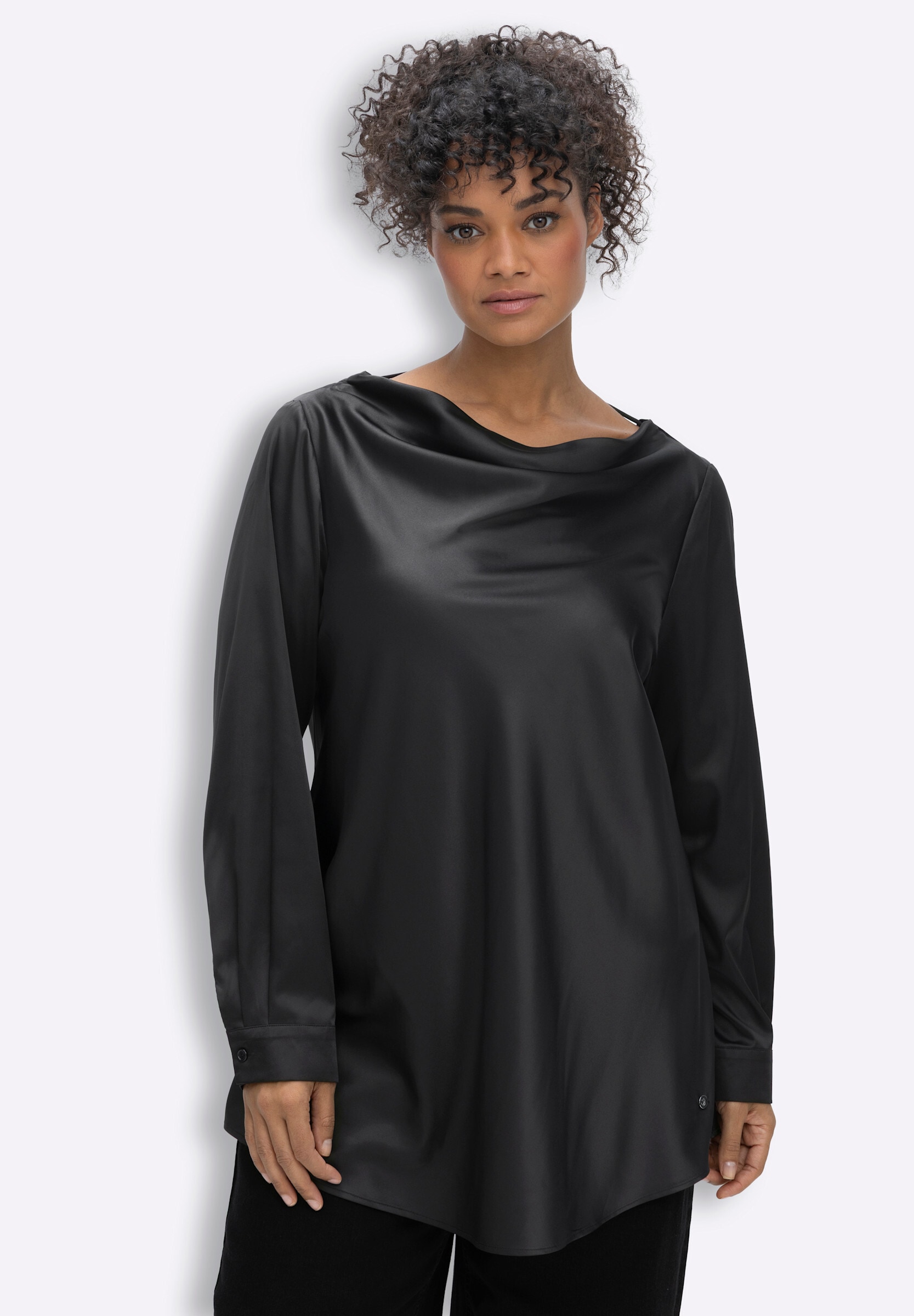 Sheego Longbluse »Tunika Tunika mit Wasserfall-Ausschnitt«