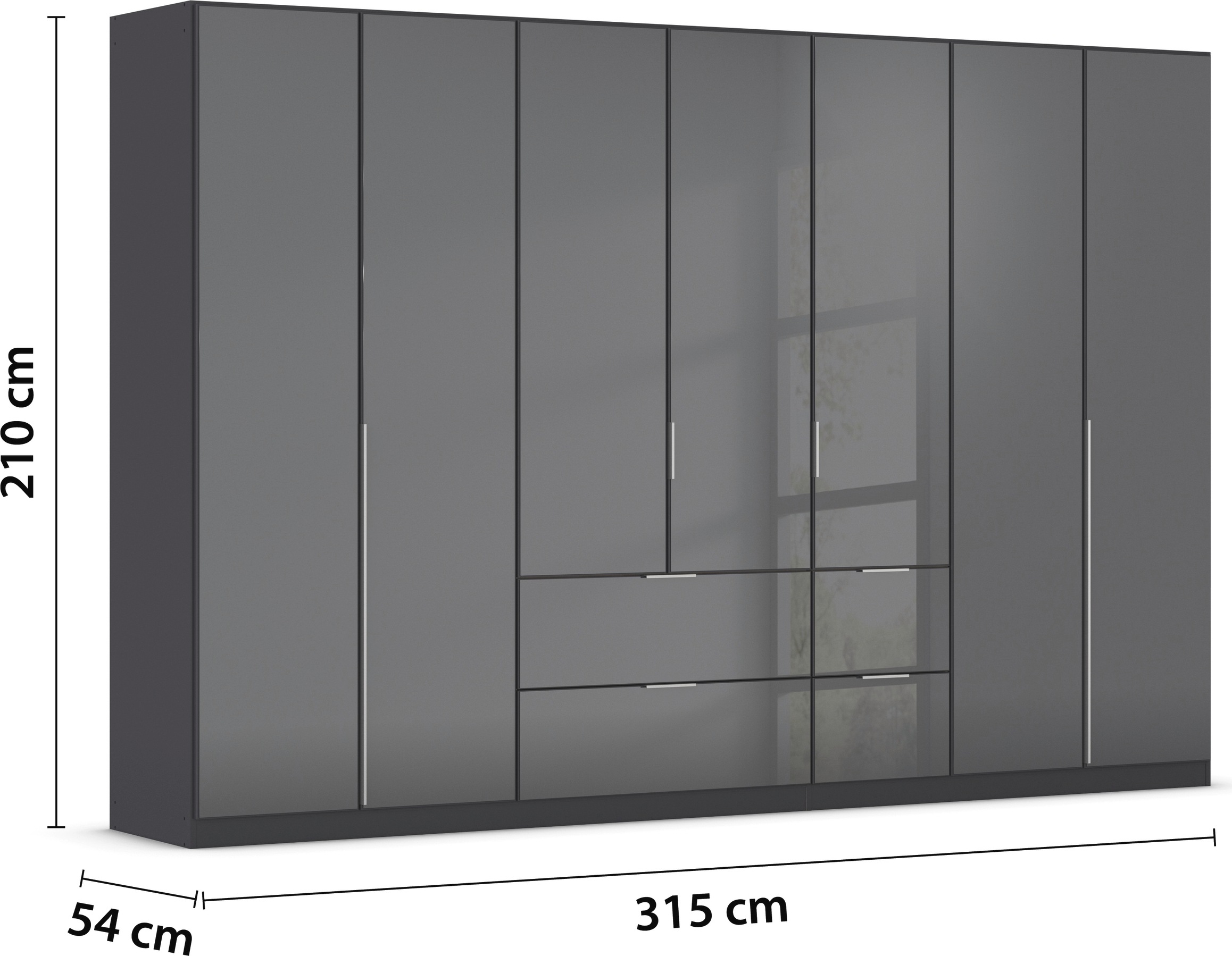 OTTO home Drehtürenschrank »Kleiderschrank Kleiderschränke Schrank Garderobe AGORDO mit Glasfront« in zwei Griff-Farben, Breiten 91-360 cm,  mit Außenschubkästen, in 7 Breiten und 2 Höhen MADE IN GERMANY