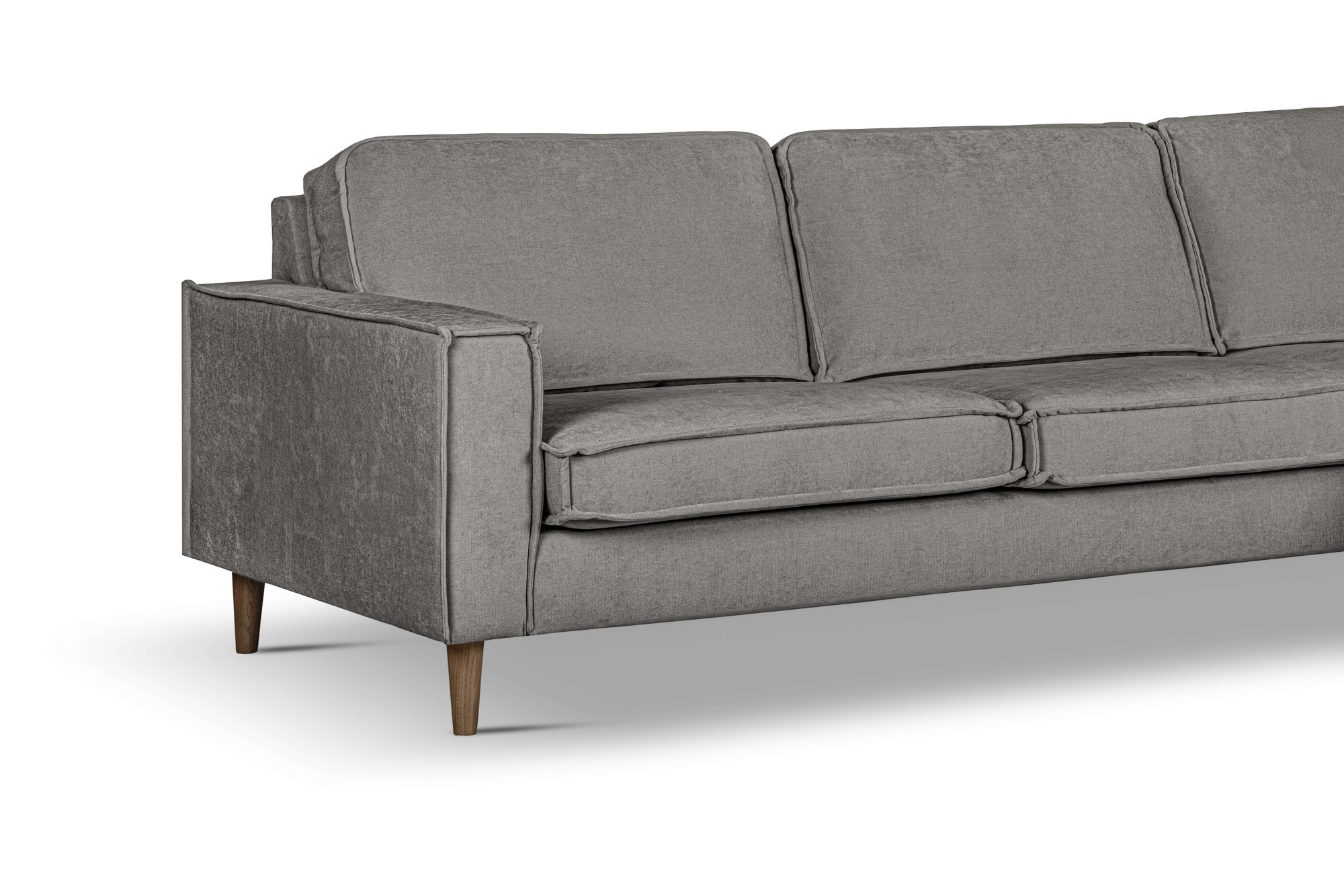 Home affaire Ecksofa »Pinto Skandi, 290 cm, Chenille, Struktur, Ottomane links / rechts« mit Keder, Massivholzfüße Eiche geräuchert, Wellenunterfederung