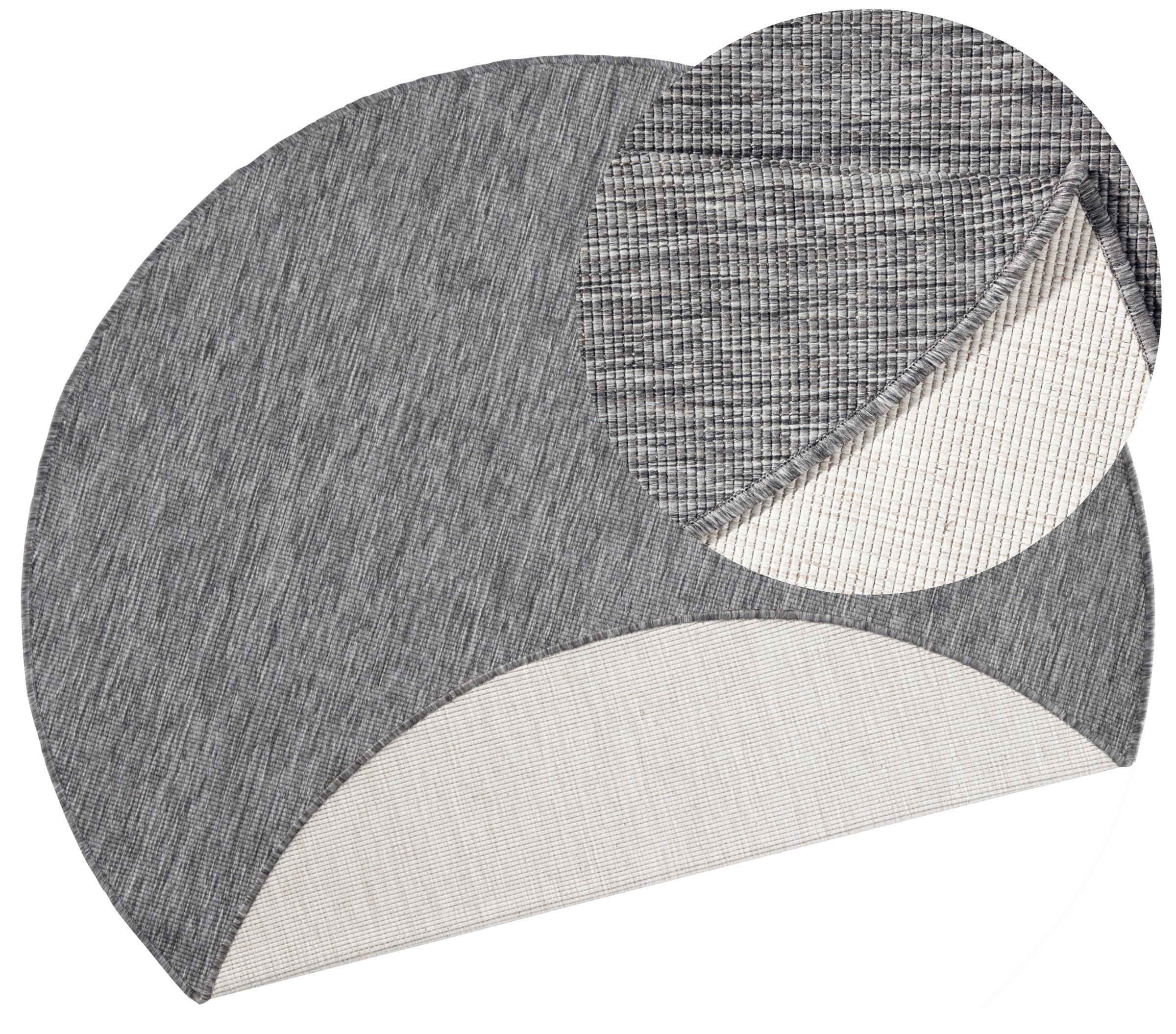 NORTHRUGS Teppich »Miami Wendeteppich«, rund, 5 mm Höhe, In-& Outdoor, Wetterfest, Balkon, Garten, Wohnzimmer, Wasserfest