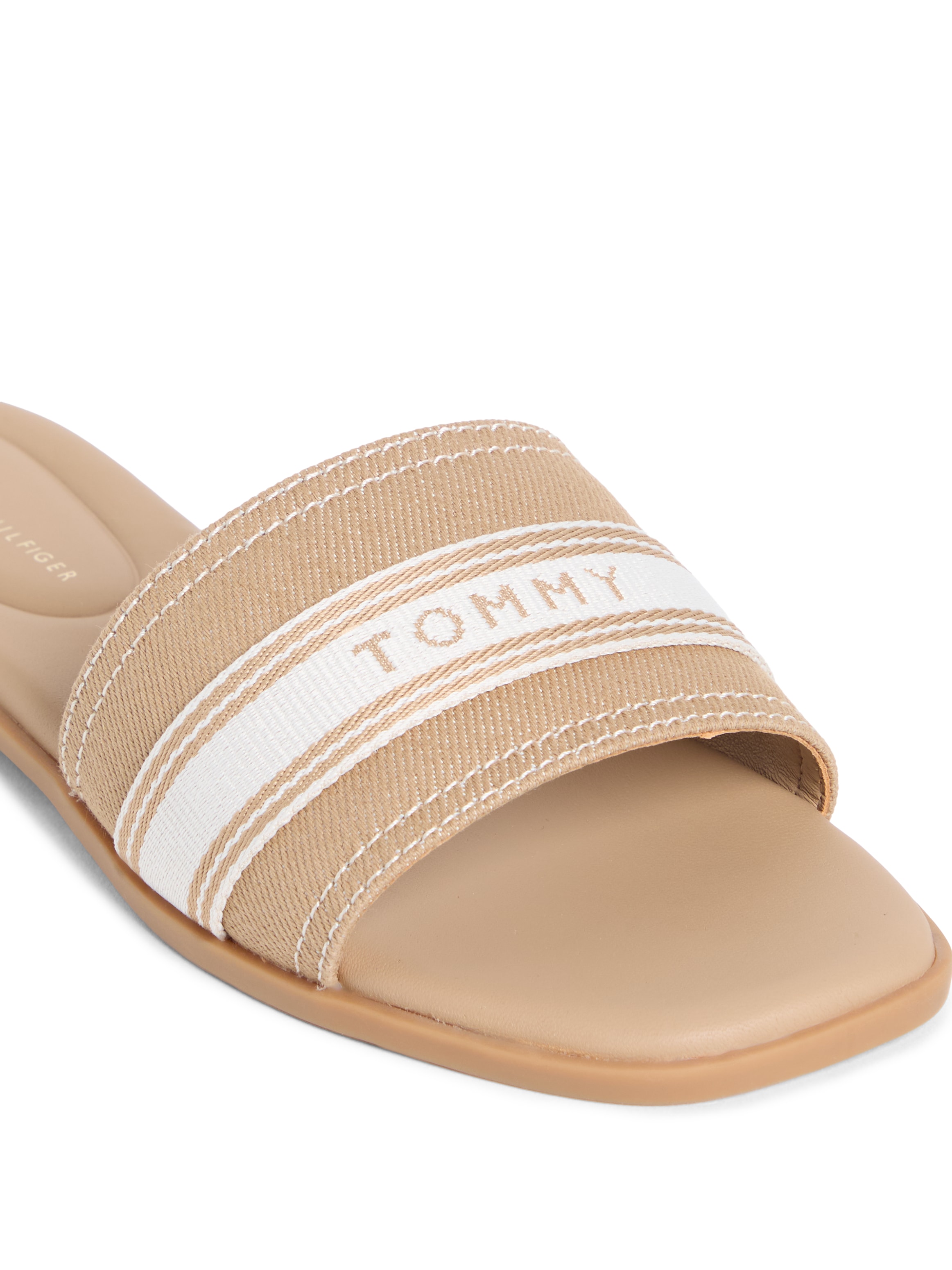 Tommy Hilfiger Pantolette »FLAT MULE WEBBING«  Sommerschuh, Flats mit modischem Kontrastbesatz
