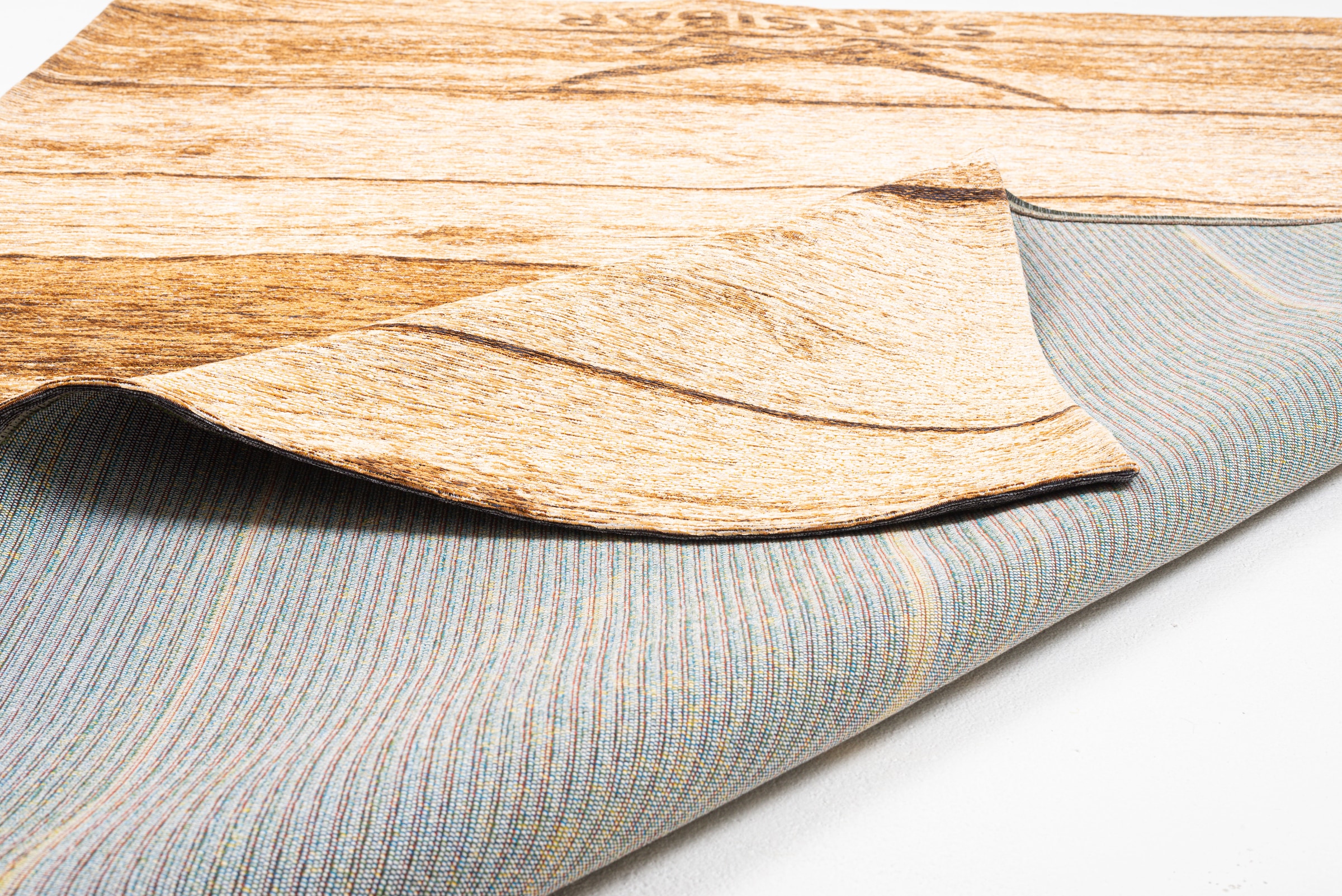 Sansibar Teppich »Keitum 009« rechteckig 3 mm Höhe Flachgewebe, Motiv Holzdielen & gekreuzte Säbel