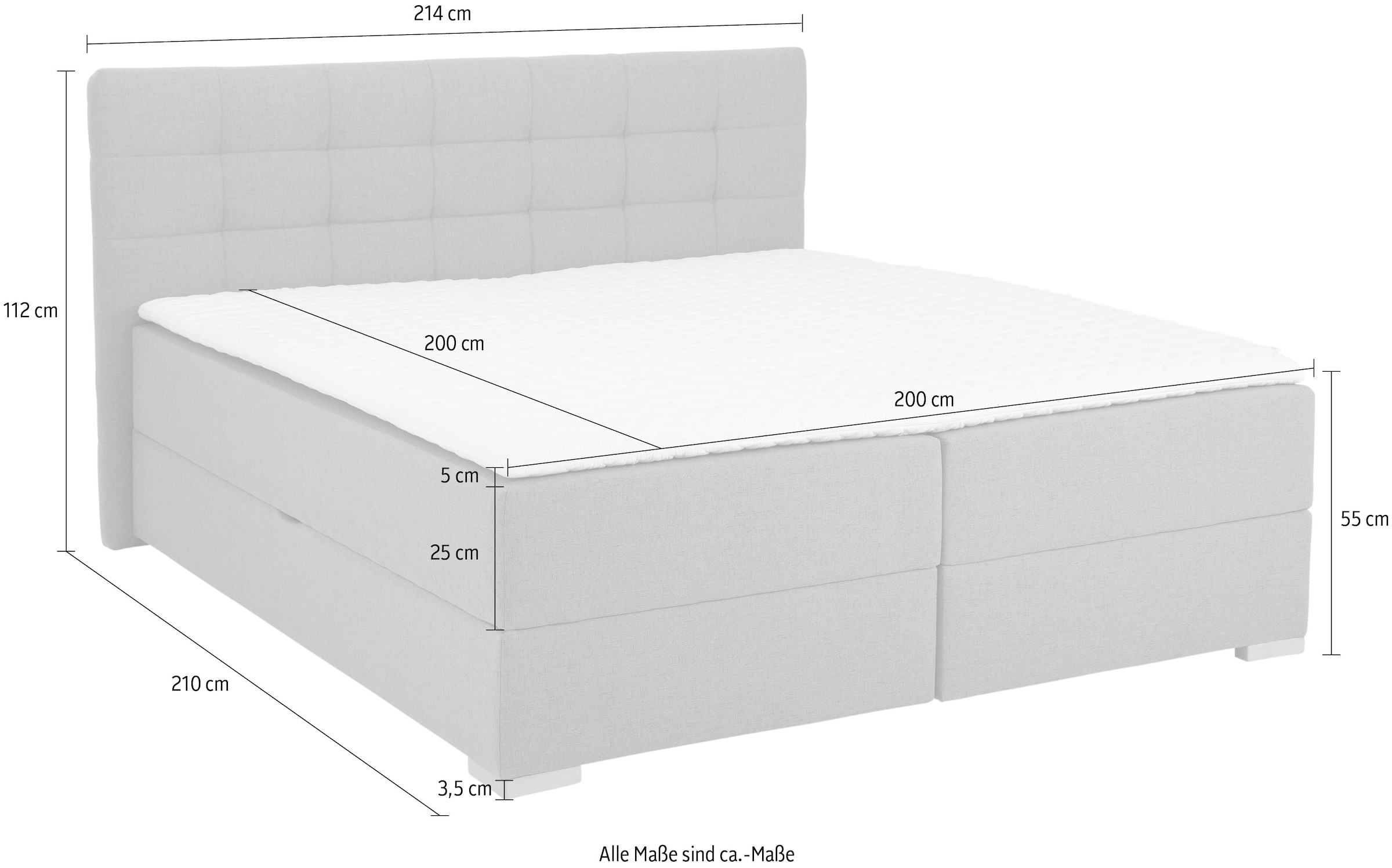 Home affaire Boxbett »Olivet«, in 4 Farben, 4 Breiten, 2 Matratzenarten, auch in Überlänge 220 cm