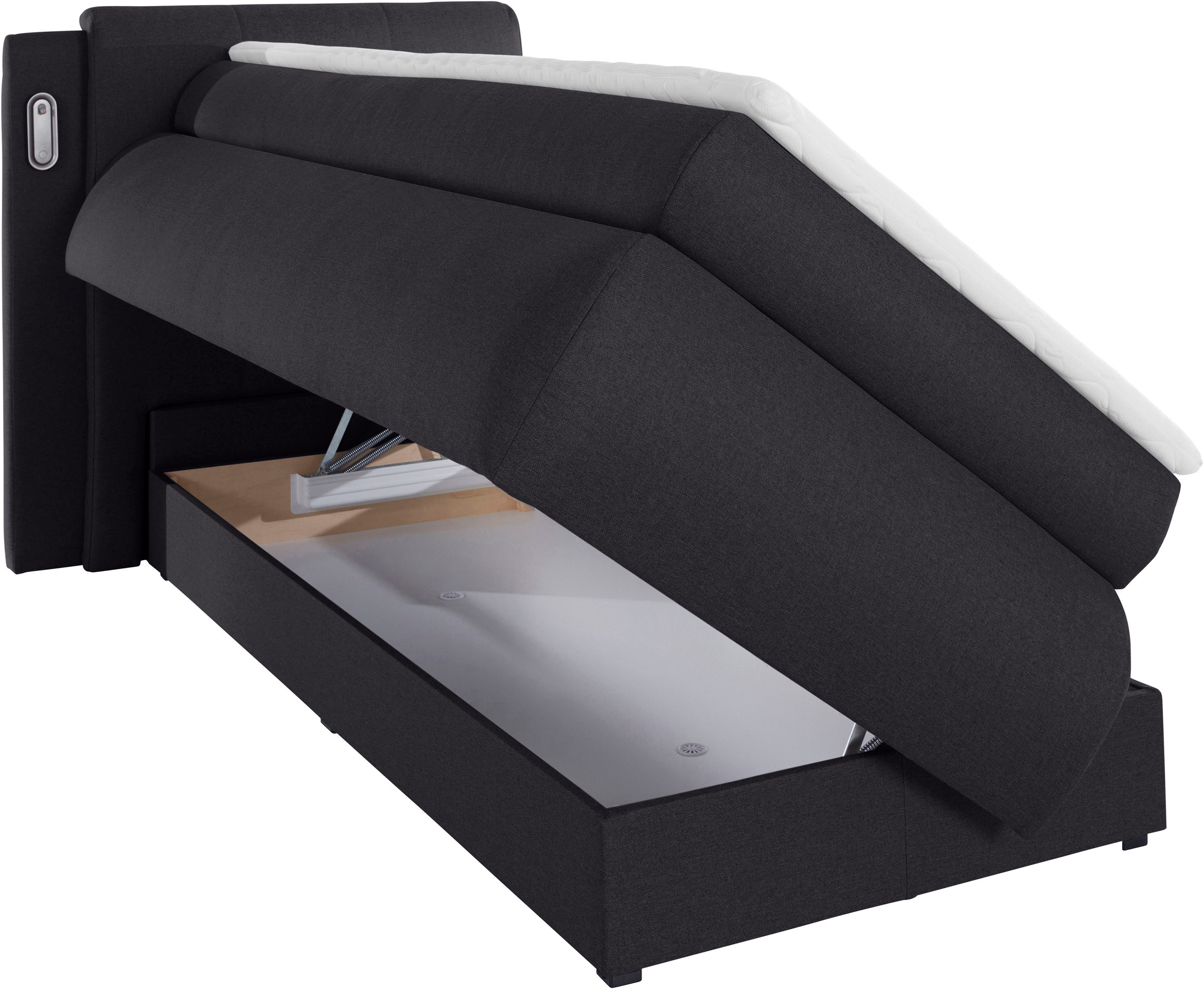 COLLECTION AB Boxspringbett »Borna«, inklusive Bettkasten, LED-Beleuchtung und Topper