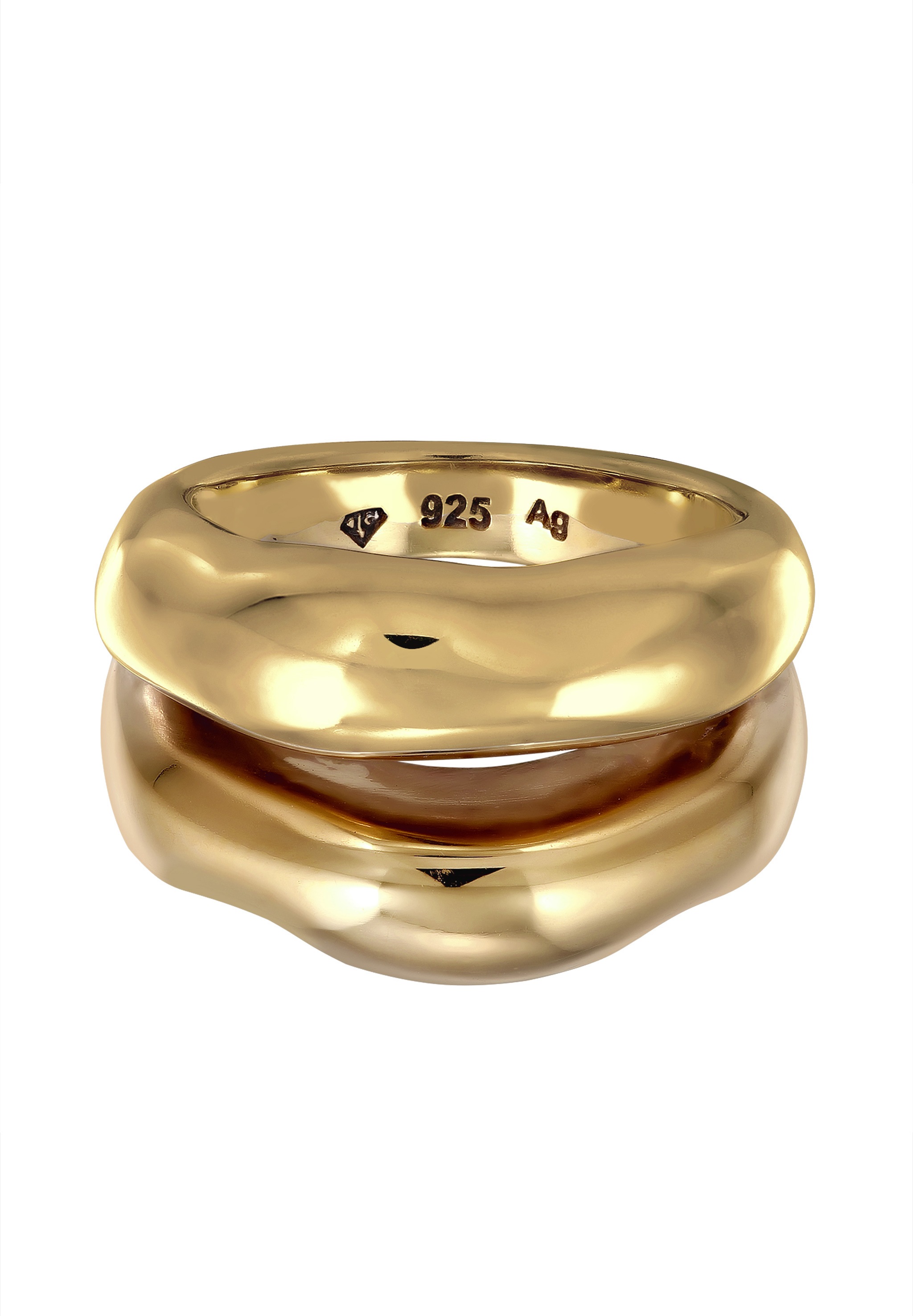 Elli Premium Silberring »Ring Bandring Bicolor Organic Look 925 Sterling Silber vergoldet«