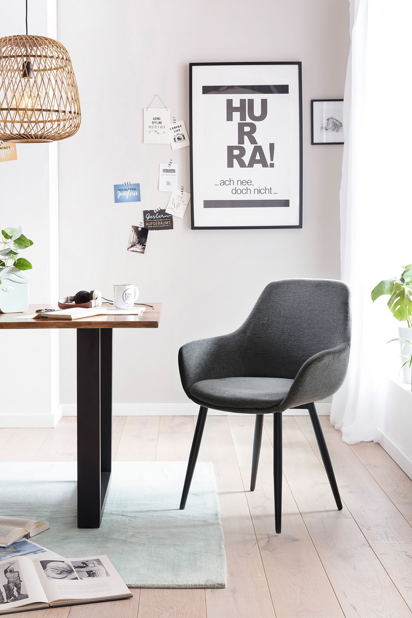 SalesFever Essgruppe »für stilvolles Speisen«, (Set, 5 tlg.), 5-teiliges Set mit authentischer Baumkanten-Tischplatte