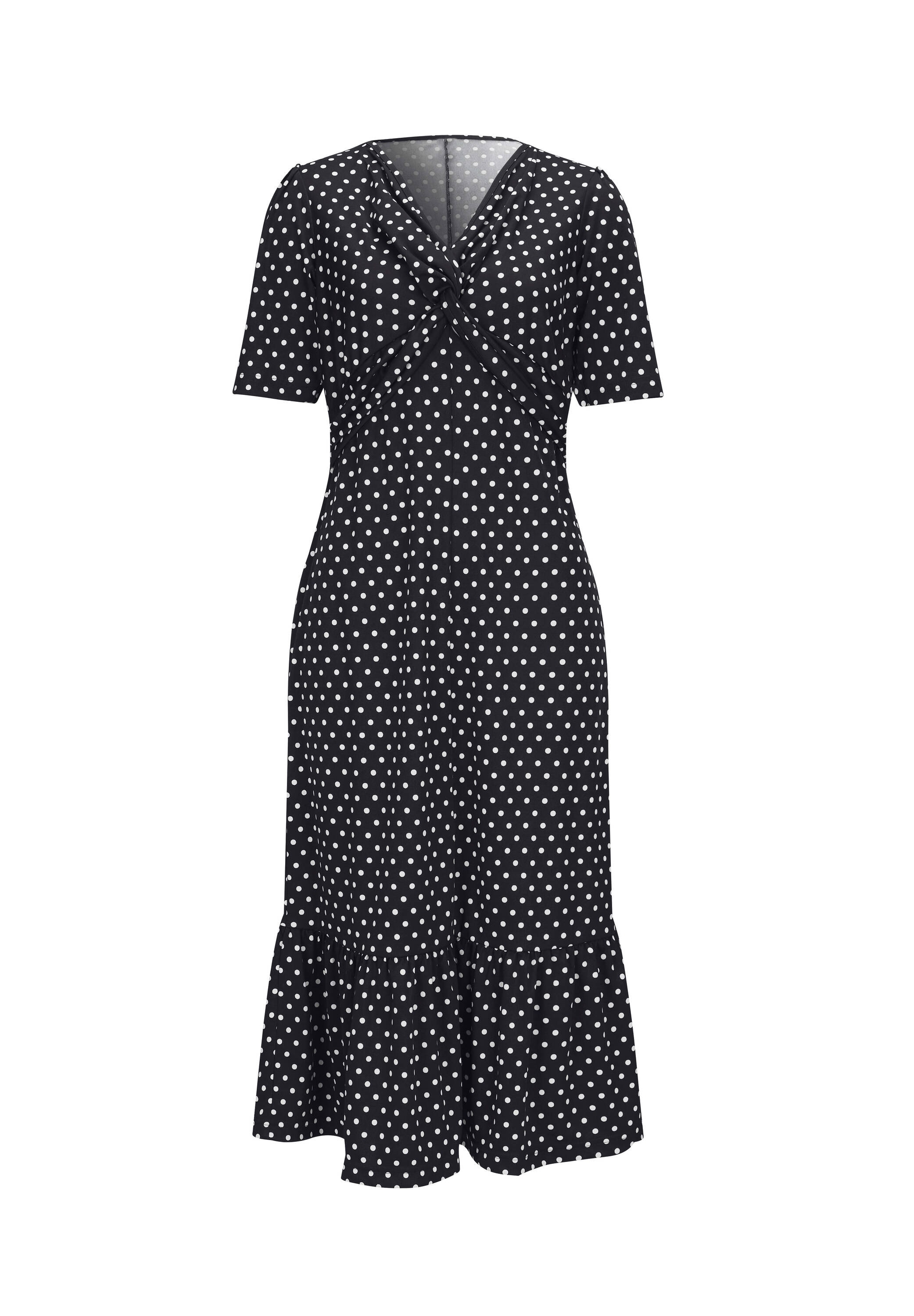 Sieh an! Shirtkleid »Jersey-Kleid Shirtkleid mit Volant am Saum« Ohne Taschen mit geknotetem Ausschnitt