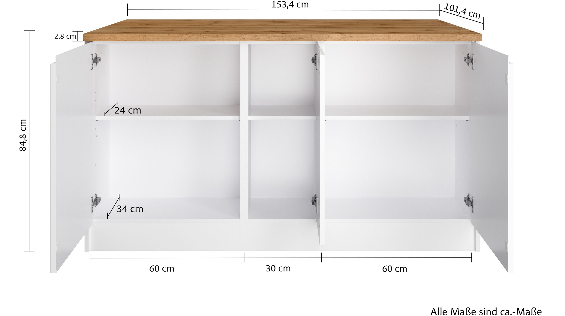 KOCHSTATION Kücheninsel »KS-Virginia«, Breite 153 cm, MDF-Fronten, Flaschenregal