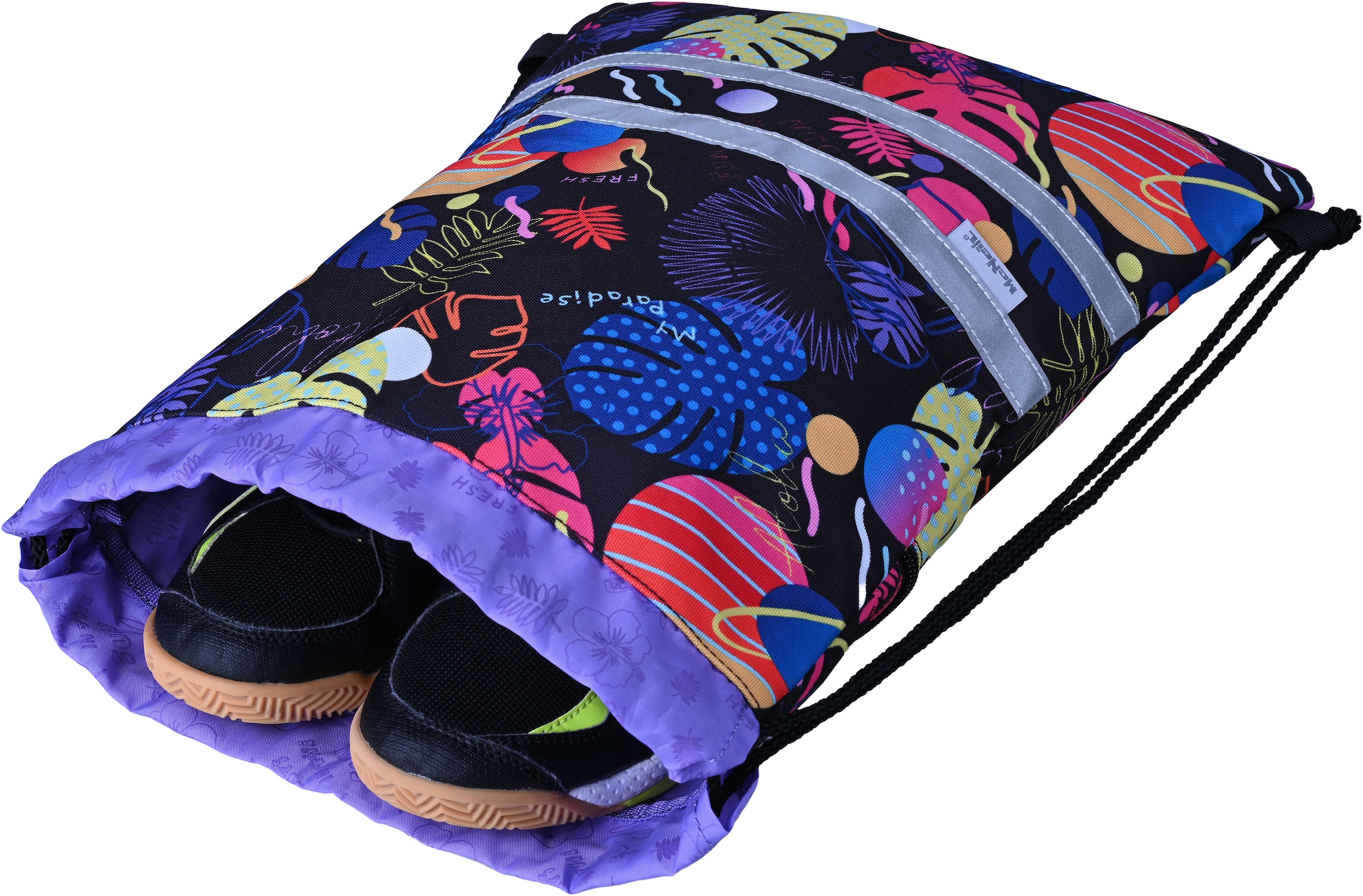 McNeill Schulranzen »Perfecto, Disney Stitch, black« Reflektierende Streifen auf den Schultergurten;Retroreflektierende Flächen inkl. Federmäppchen, Turnbeutel, Schlamperrolle & Motivmagnet