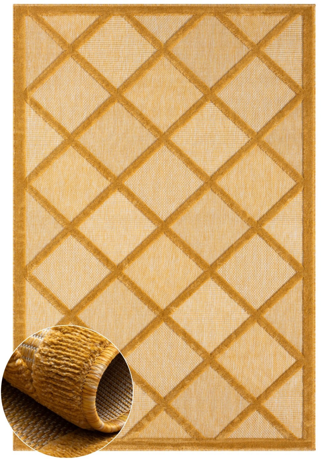Myflair Möbel & Accessoires Teppich »Amara, LAGERRÄUMUNG!«, rechteckig, 8 mm Höhe, Uni Farben, Hoch-Tief Effekt, Outdoor geeignet, Balkon, Terrasse
