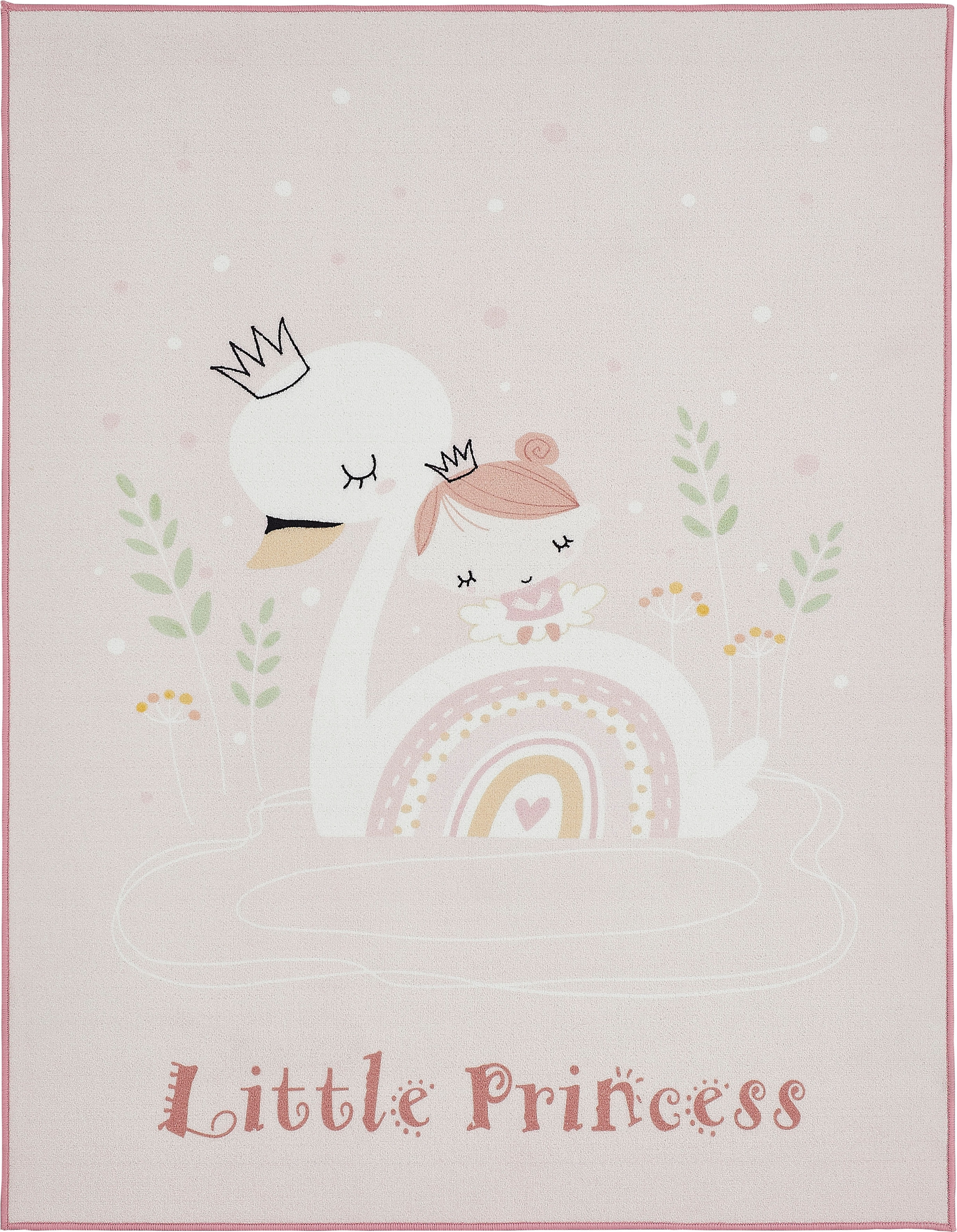 Andiamo Kinderteppich »Little Princess«, rechteckig, Kurzflor, Motiv Prinzessin & Schwan, mit Schriftzug, Kinderzimmer