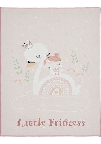 Kinderteppich »Little Princess«, rechteckig, Kurzflor, Motiv Prinzessin & Schwan, mit...