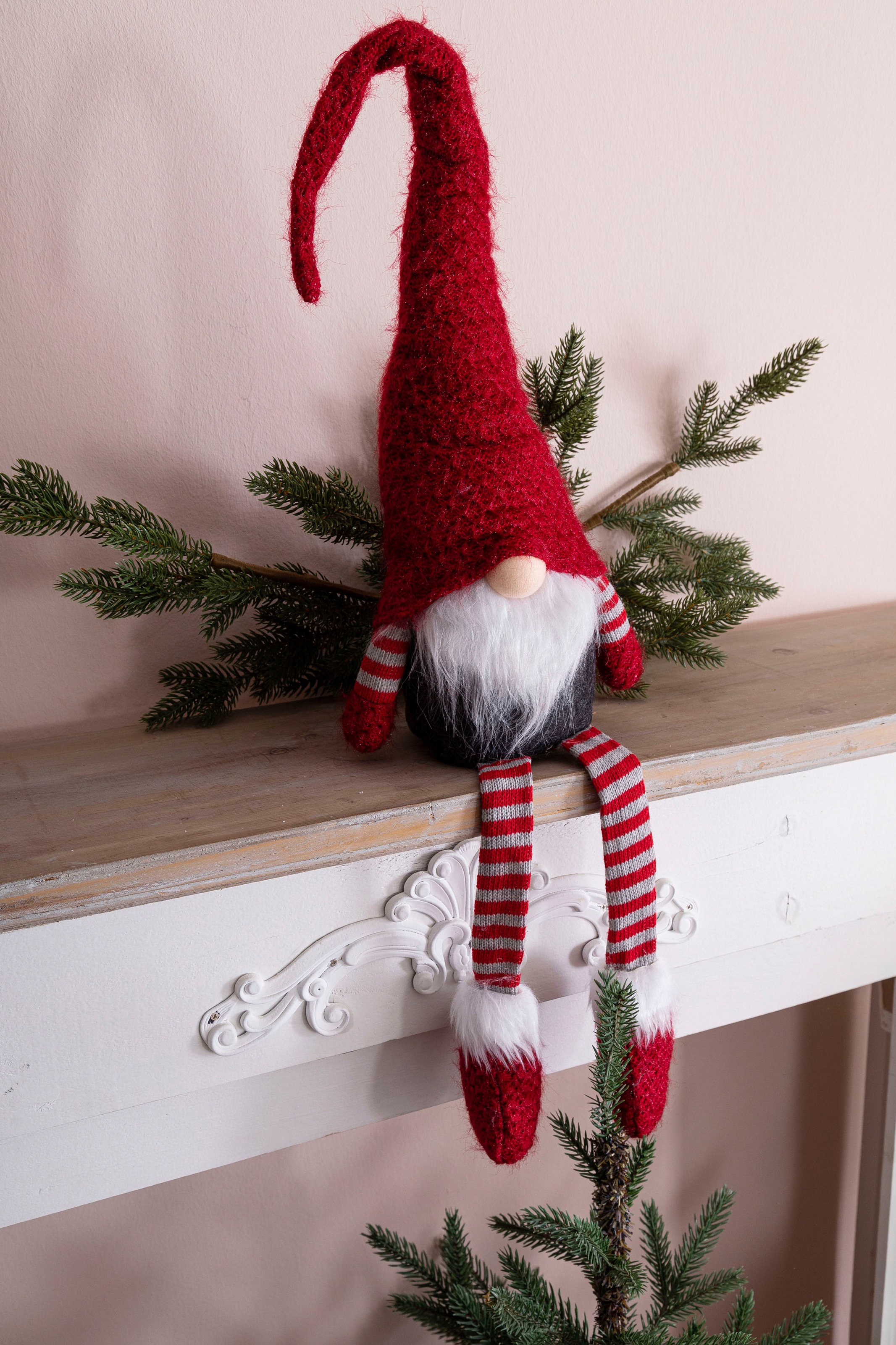 Myflair Möbel & Accessoires Wichtel »Weihnachtsdeko, sitzender Weihnachtsmann«, niedlicher Zwerg, Kantenhocker, Dekofigur, Winterwichtel
