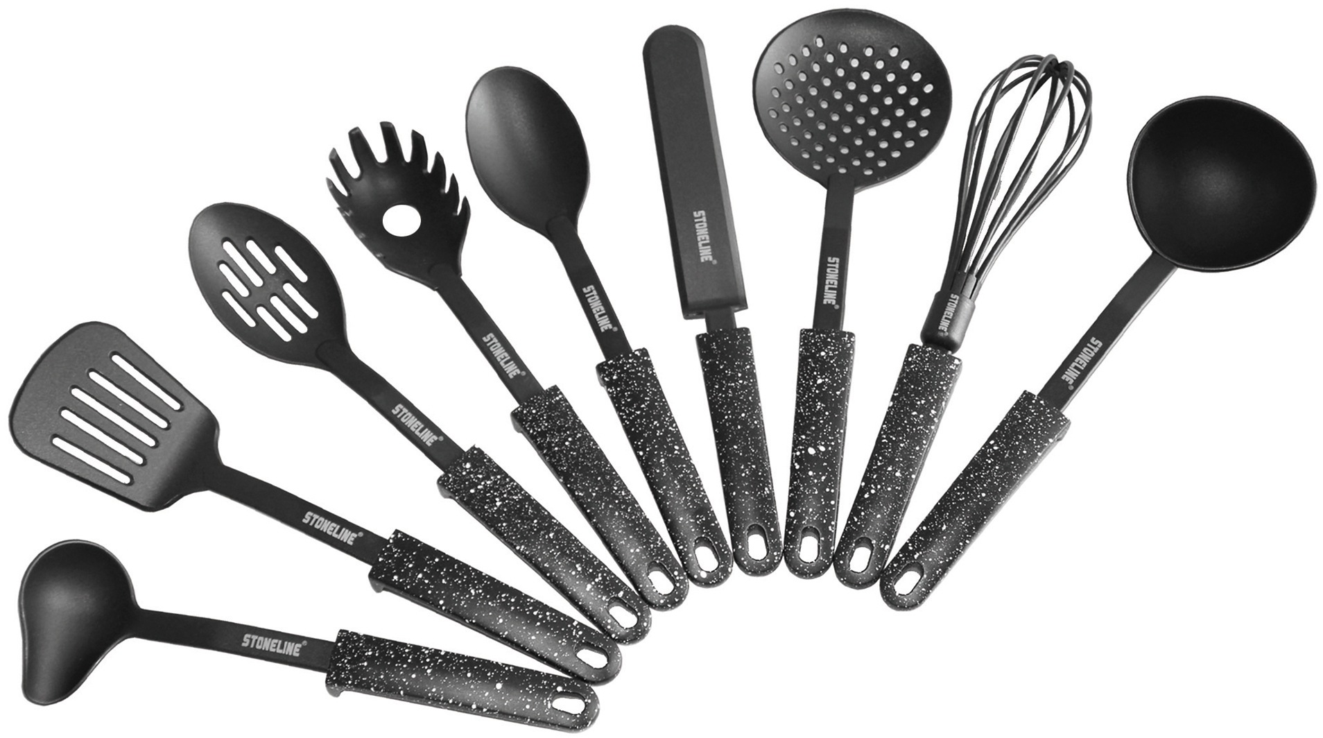Stoneline Kochbesteck-Set Kunststoff, mit Stütze in schwarz