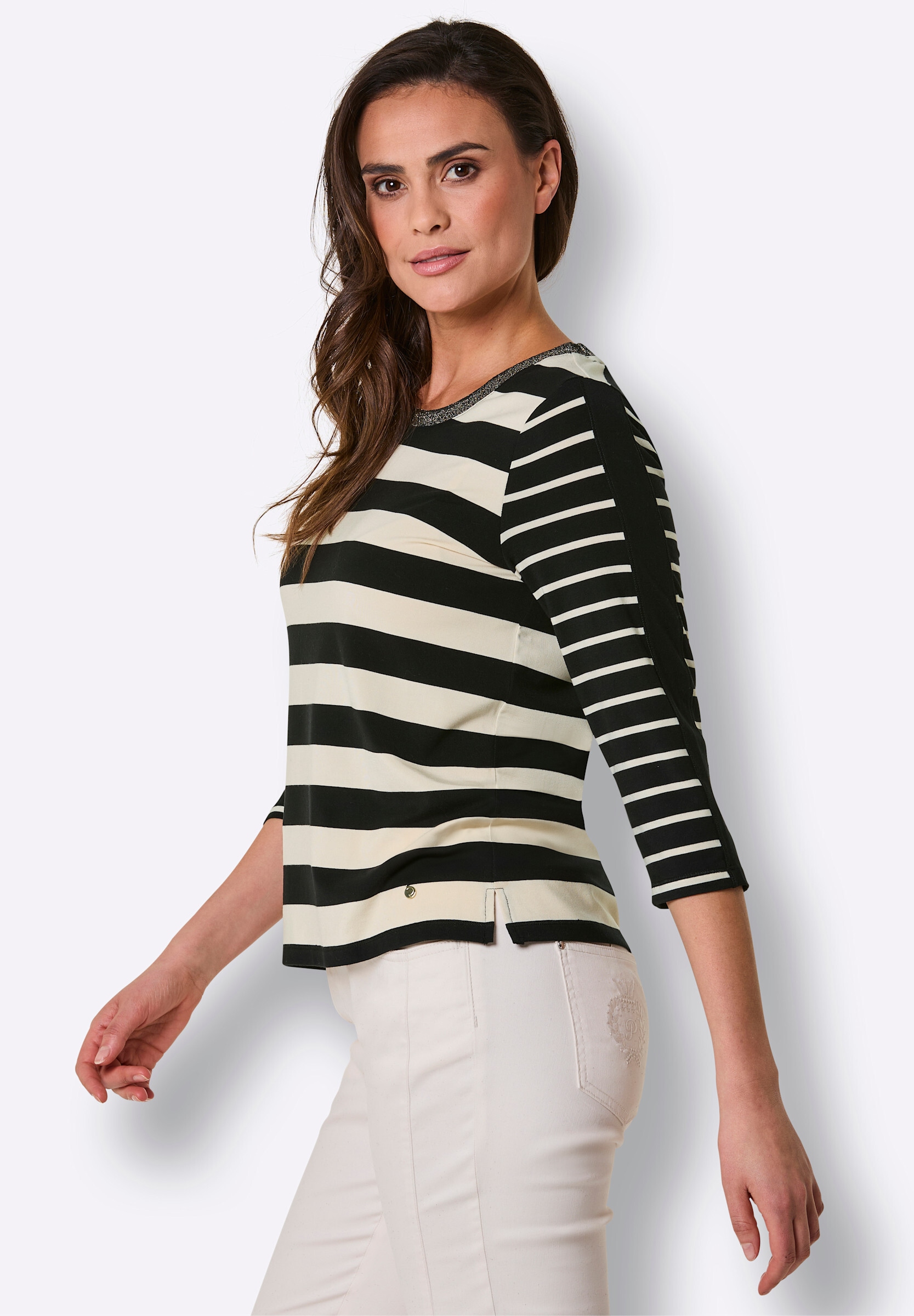 creation L T-Shirt »Lyocell-Shirt Ringelshirt mit Glanzgarn«