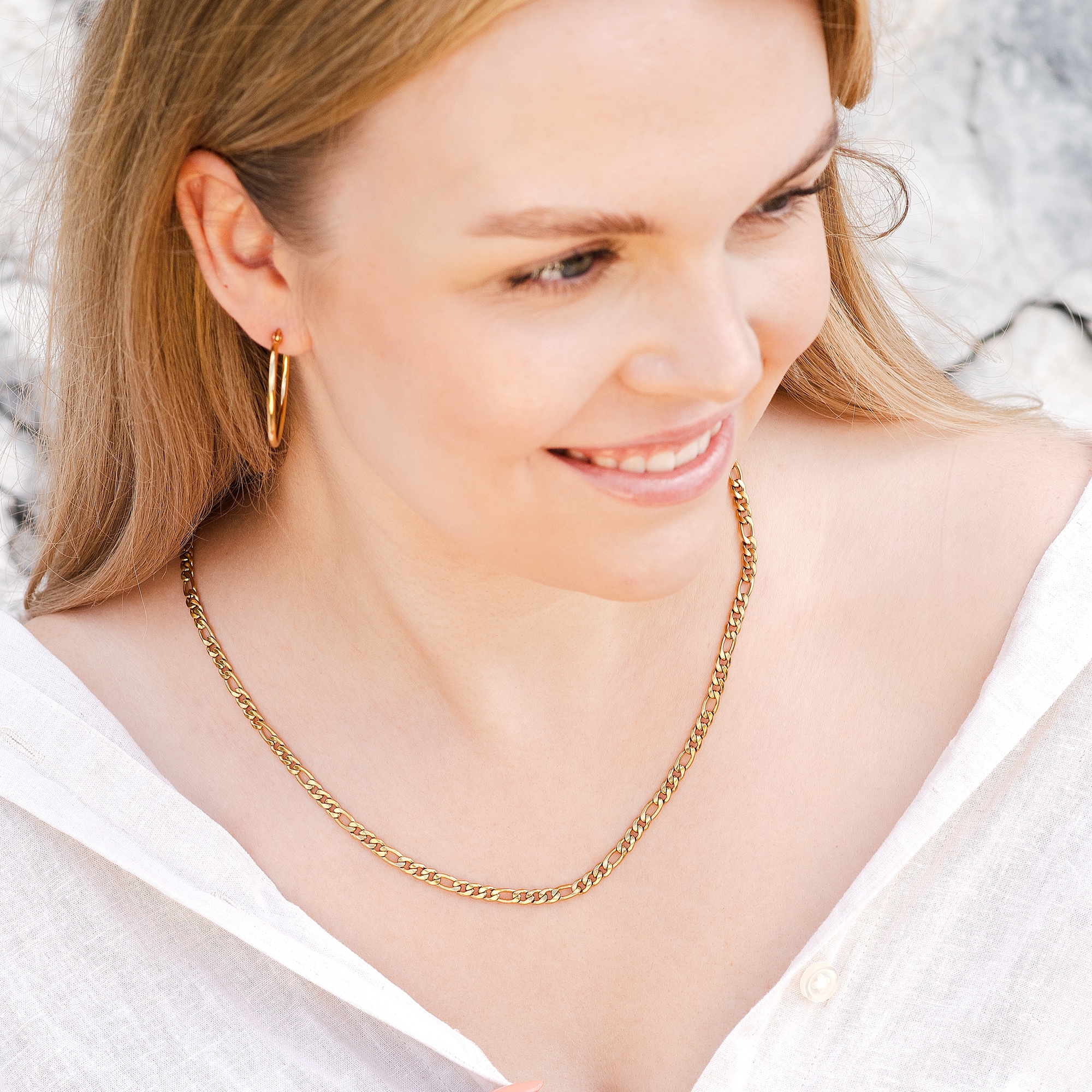 Adelia´s Gliederkette »Unisex Halskette ¿ Figarokette aus Edelstahl 60 cm«