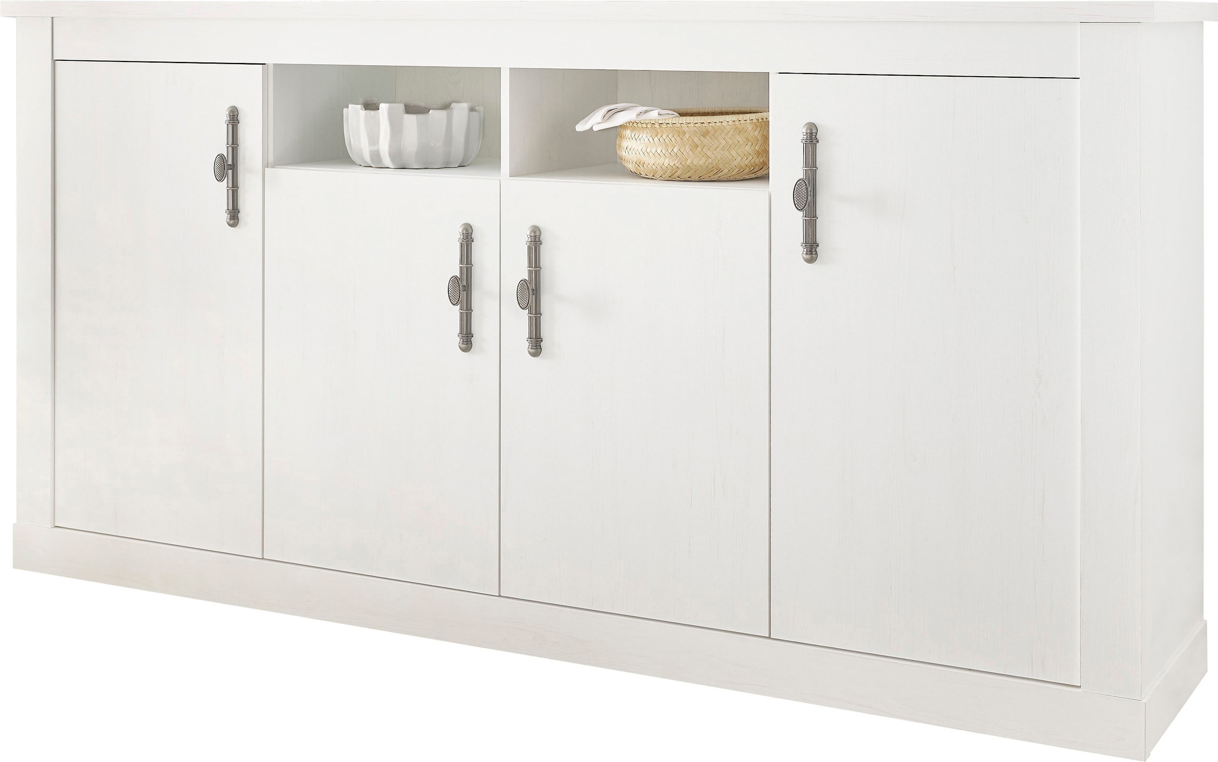 Home affaire Sideboard »RAVENNA«, im romantischen Landhausstil, Griffe aus Metall, Breite 201 cm
