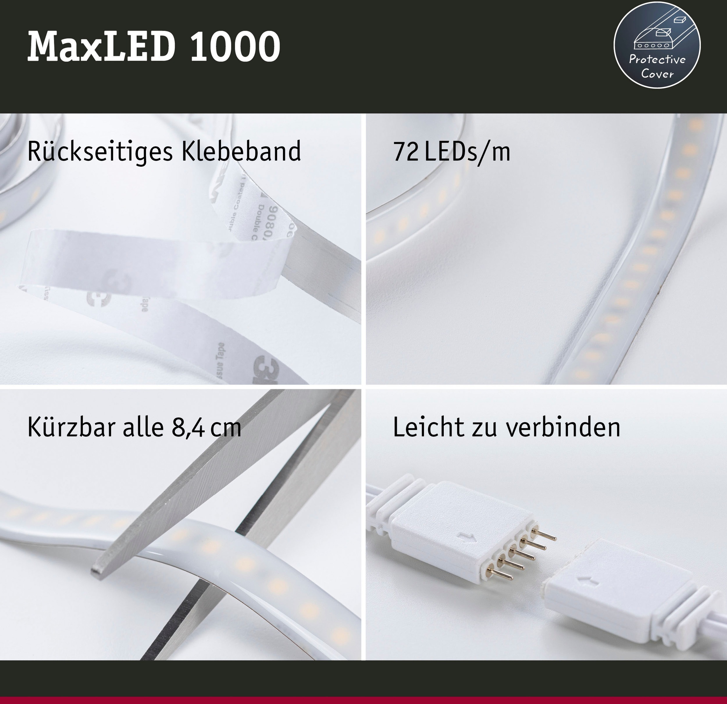 Paulmann LED-Streifen »MaxLED 1000 Basisset 3m RGBW IP44 Cover 3000K 33W 230/24V 75VA Silber«, 1 St.-flammig, RGBW