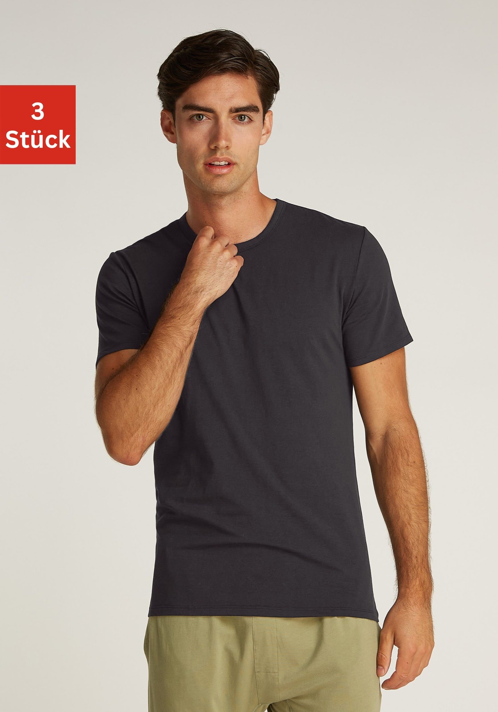 Calvin Klein Underwear T-Shirt »SHORT SLEEVE CREW NECK 3PK« Packung, 3er-Pack, 3 Stk. mit Logo am Saum
