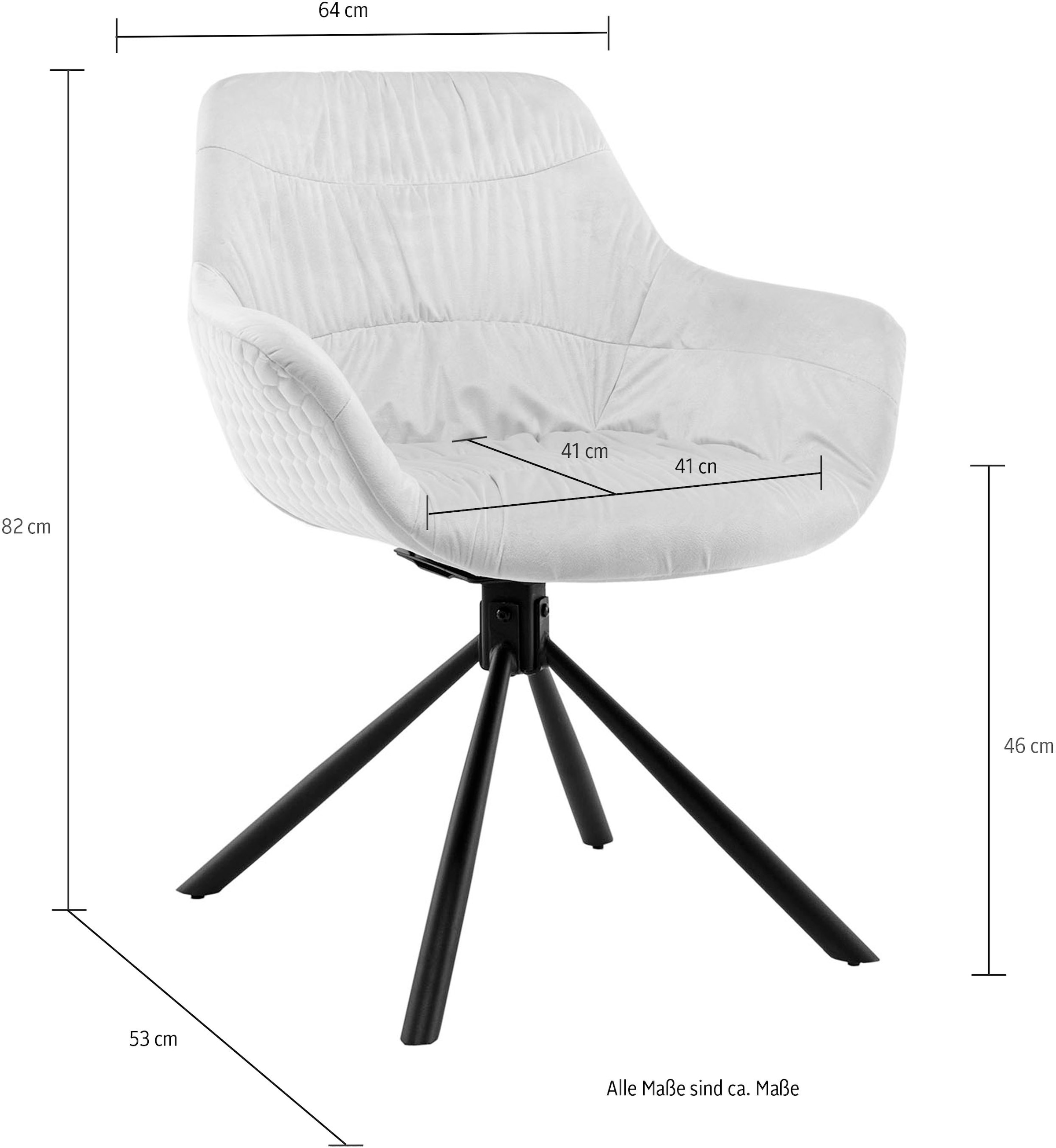 SalesFever Esszimmerstuhl »Rimini Armlehnstuhl, Rückseite mit Wabensteppung«, 1 St., Samtoptik, Esszimmersessel, Rückseite mit Wabensteppung,360° Drehfunktion
