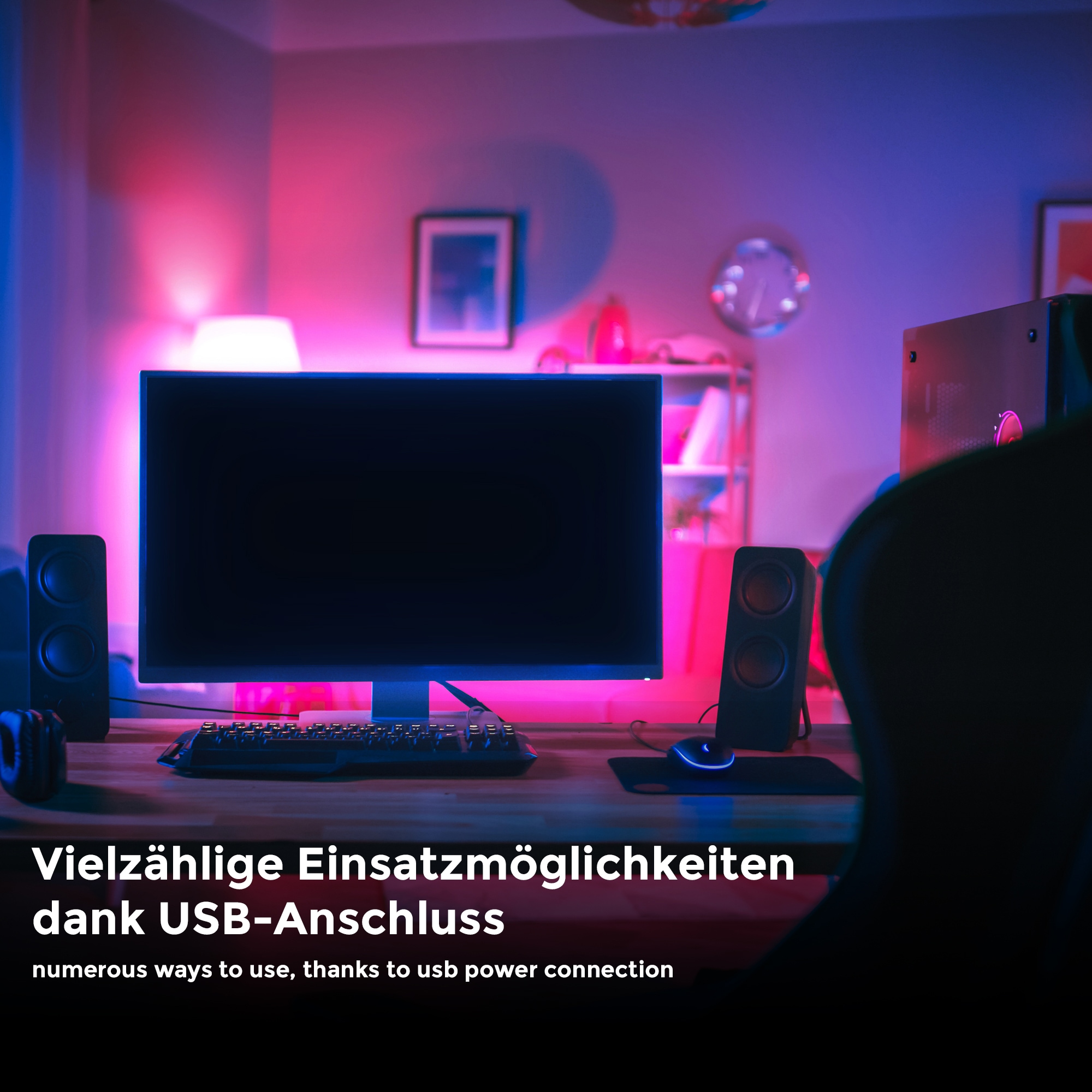 B.K.Licht LED-Streifen, 2m RGB LED USB bei Backlight TV selbstklebend OTTO Hintergrundbeleuchtung