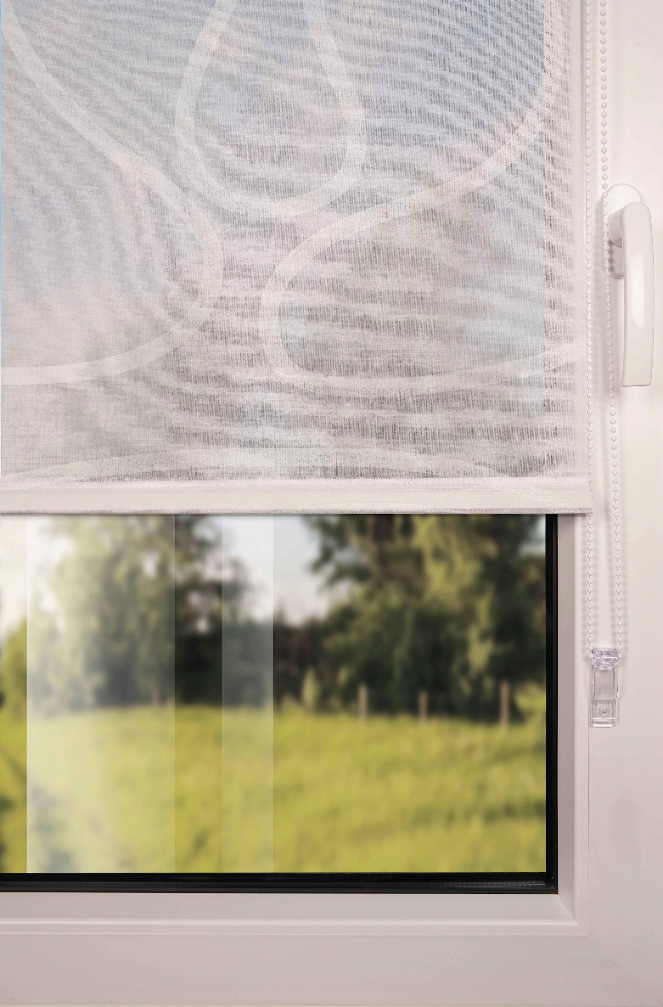 mydeco Seitenzugrollo »Win move«, Lichtschutz, Sichtschutz, ohne Bohren, freihängend, mit stylischem Muster