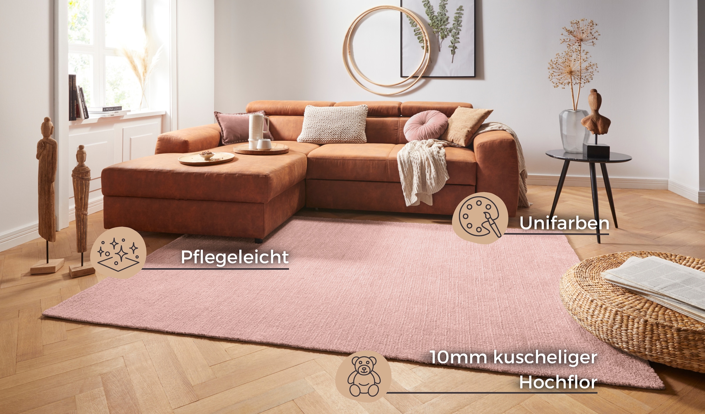 HANSE Home Teppich »Supersoft«, rechteckig, 10 mm Höhe, Kurzflor, Läufer Modern, Einfarbig, Wohnzimmer, Schlafzimmer