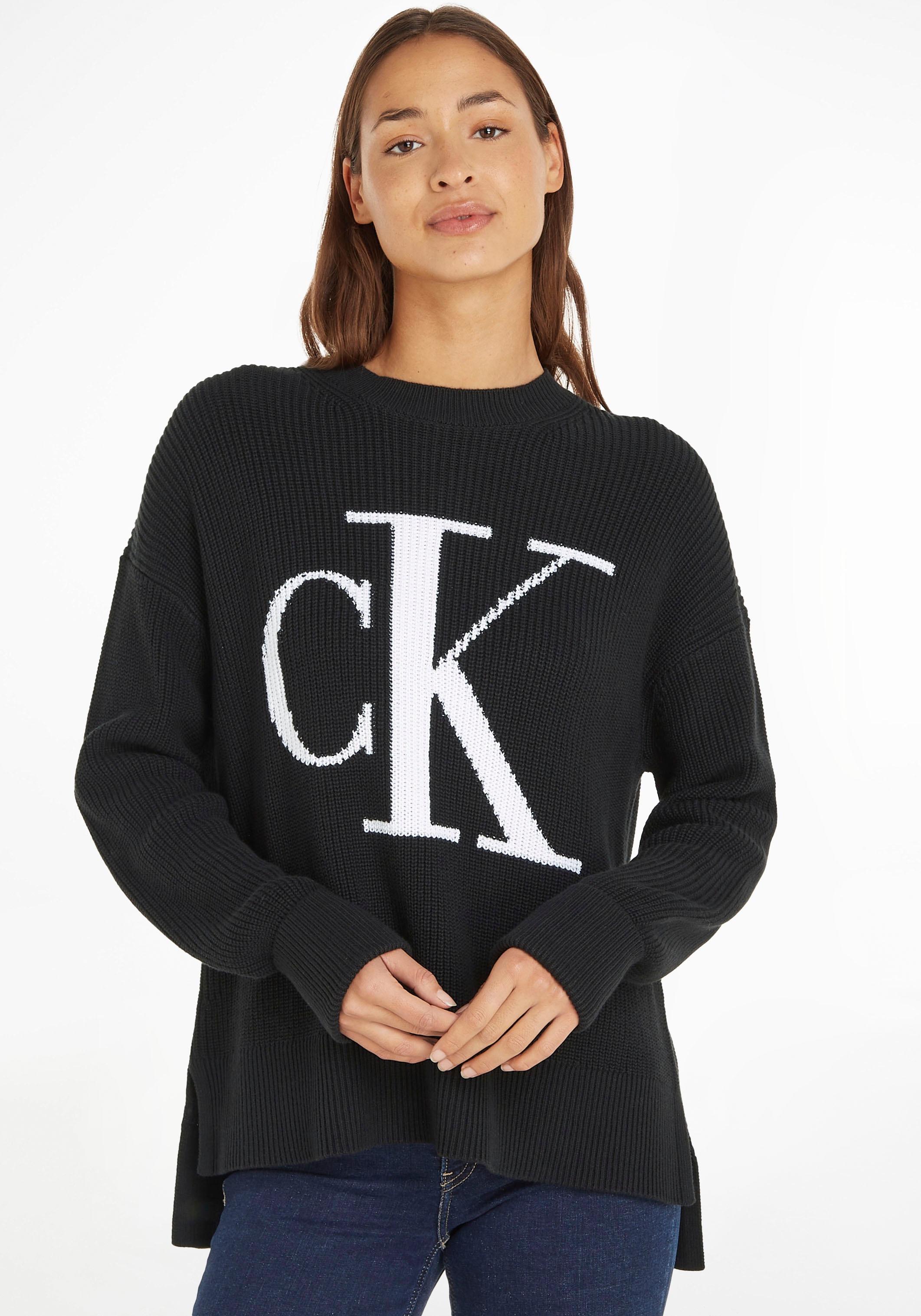 Calvin Klein Jeans LOOSE Strickpullover »CK Online SWEATER« im INTARSIA Shop OTTO
