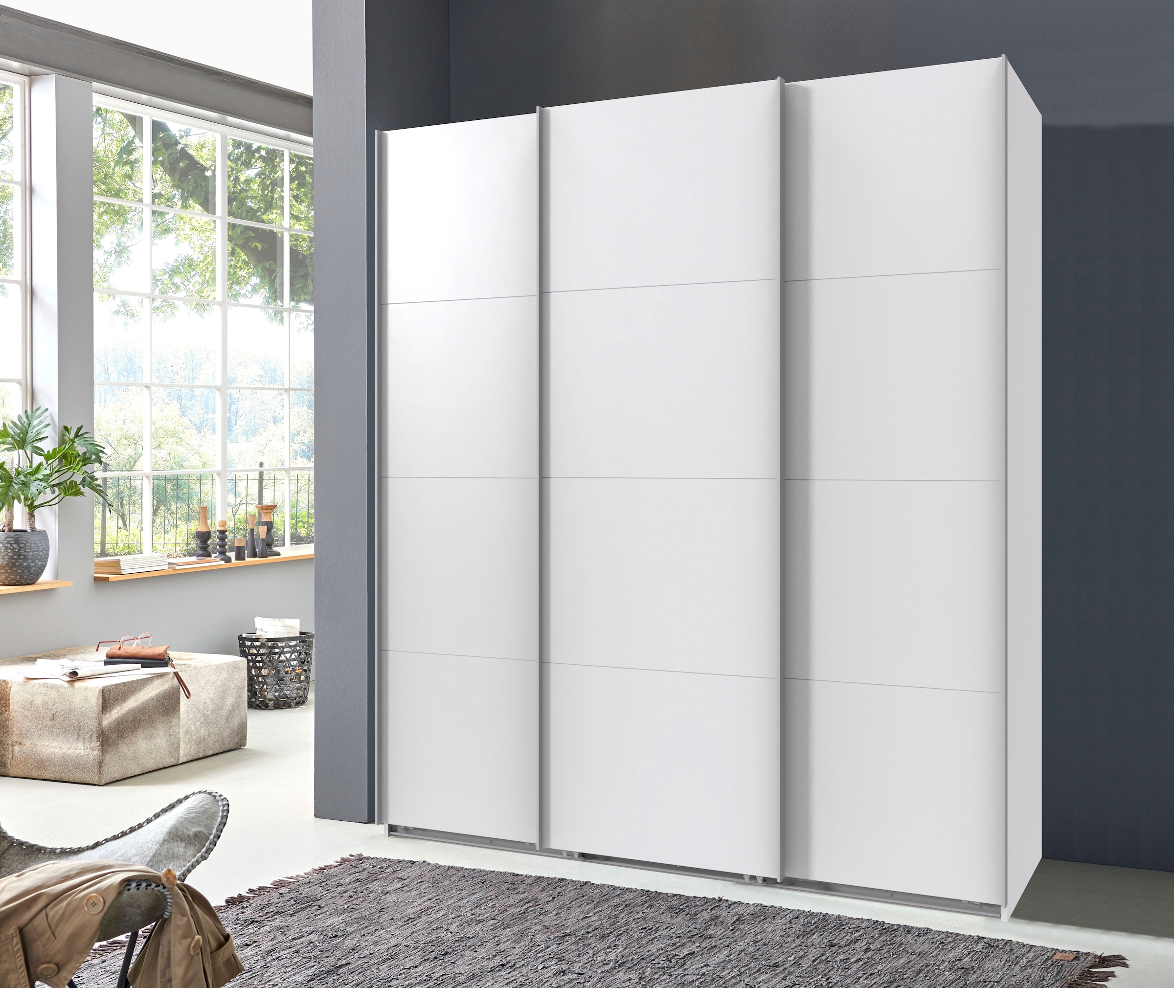 Wimex Kleiderschrank »Mugano, Made in Germany, Lieferung bis in Deine Etage und Stellort« wähle Deine Ausstattung: Basic oder Premium!,  3 Schwebetüren, große Größen, mit oder ohne Spiegel, Metallgriffe