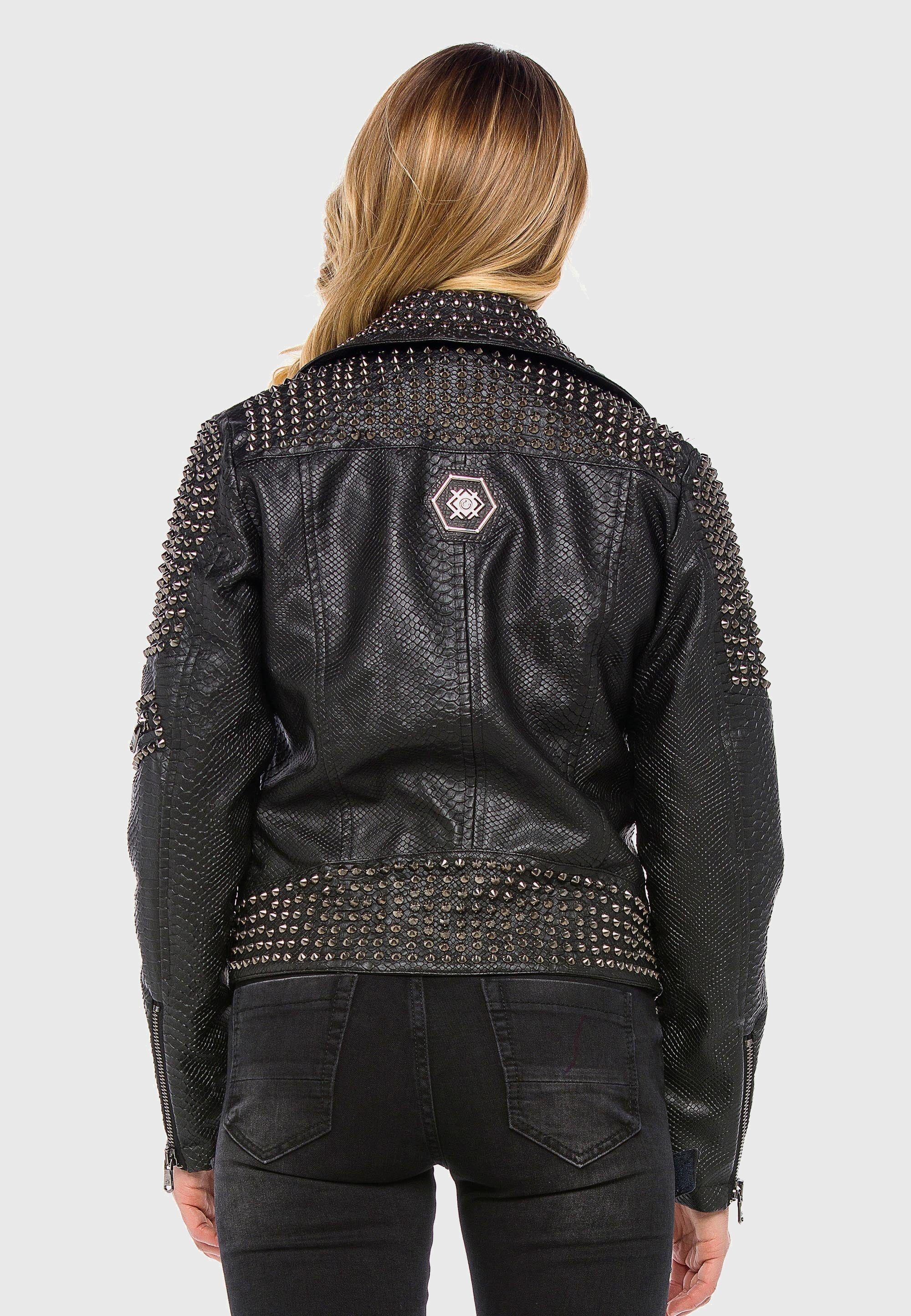 Cipo & Baxx Lederimitatjacke »Cipo & Baxx Jacke WJ167« ohne Kapuze aus Kunstleder