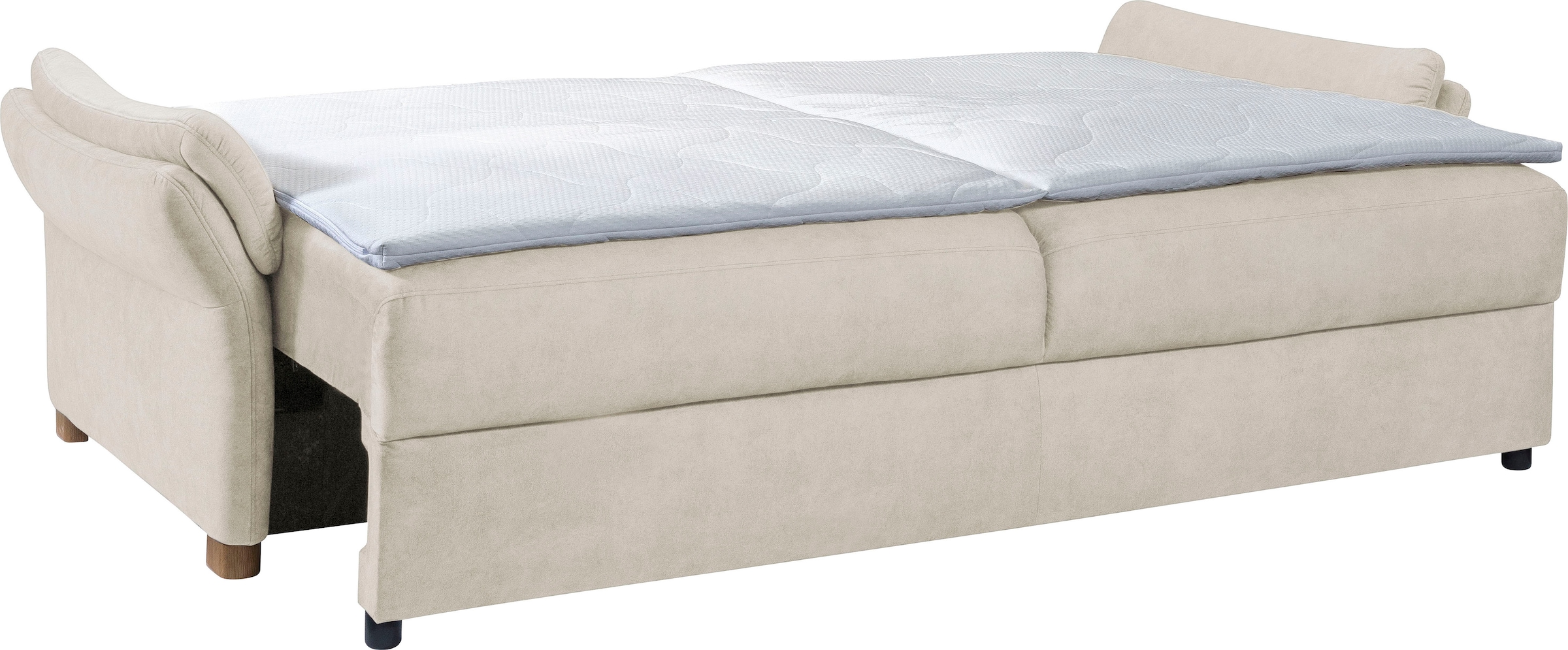 exxpo - sofa fashion 3-Sitzer »Kentt hochwertiger Sitzaufbau für hohen Sitzkomfort, bequeme Armlehnen«, inkl. Boxspring/Federkern-Polsterung, Bettfunktion und Bettkasten